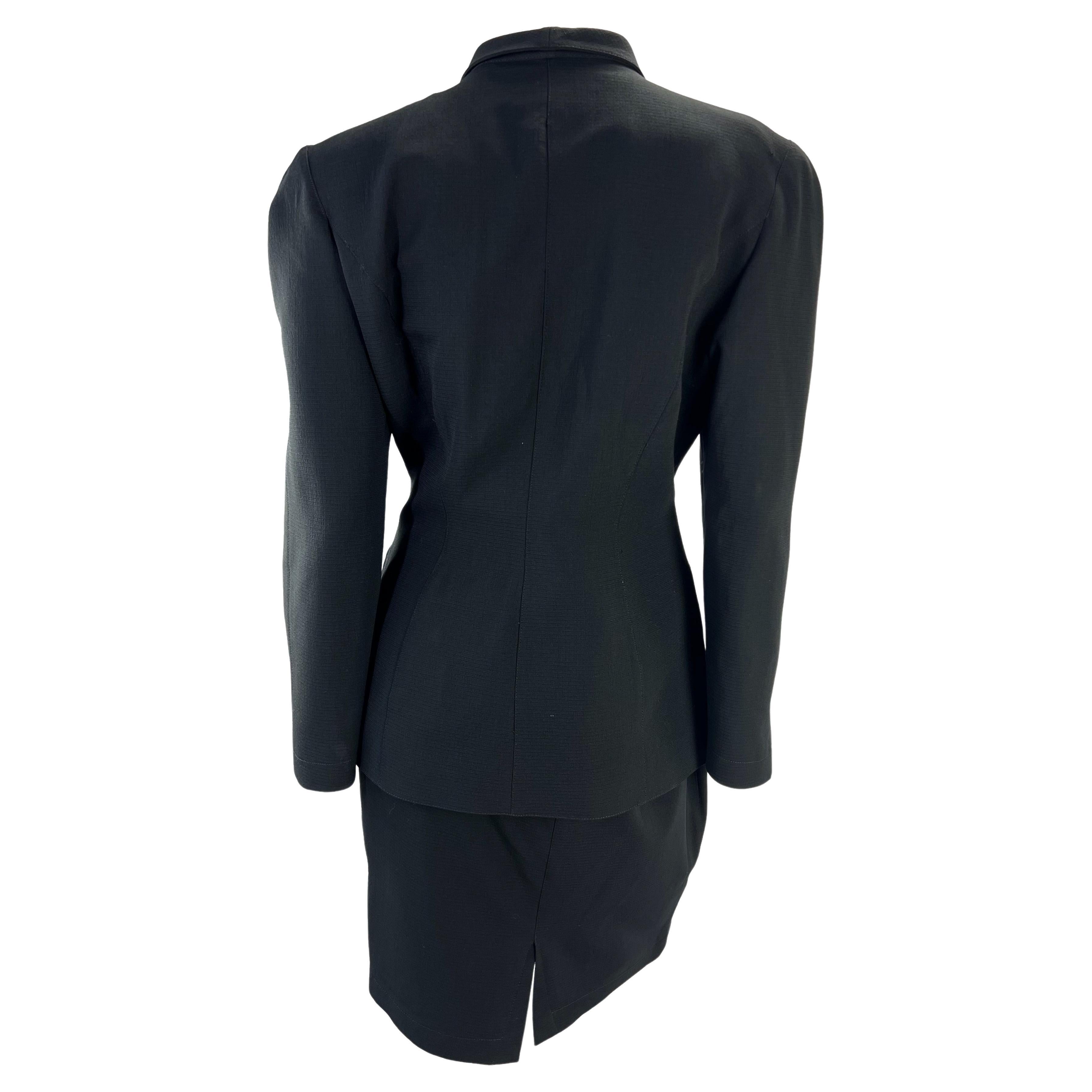 Women's 1980s Thierry Mugler Sculptural Black Wool Skirt Suit For Sale