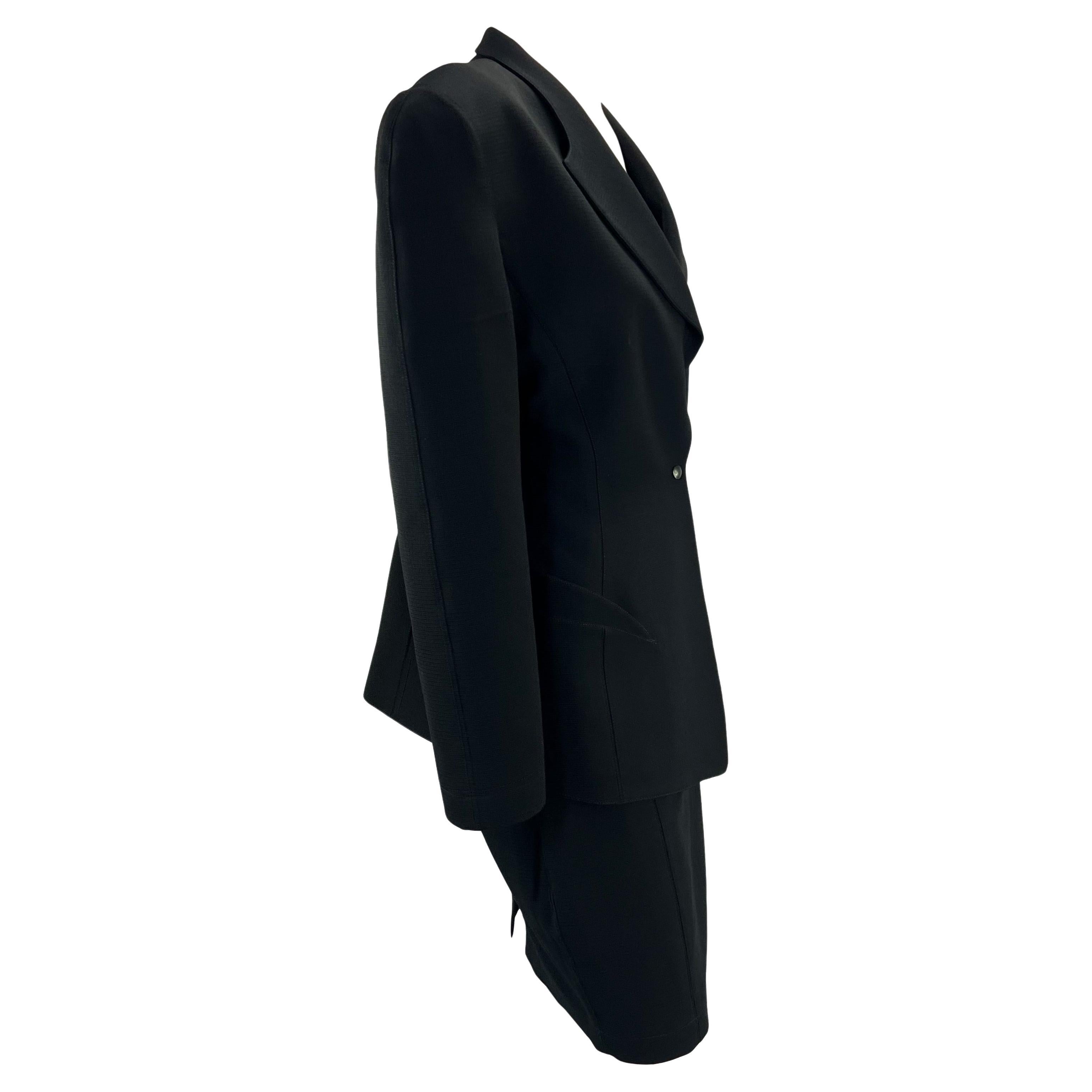 1980s Thierry Mugler Sculptural Black Wool Skirt Suit For Sale 1
