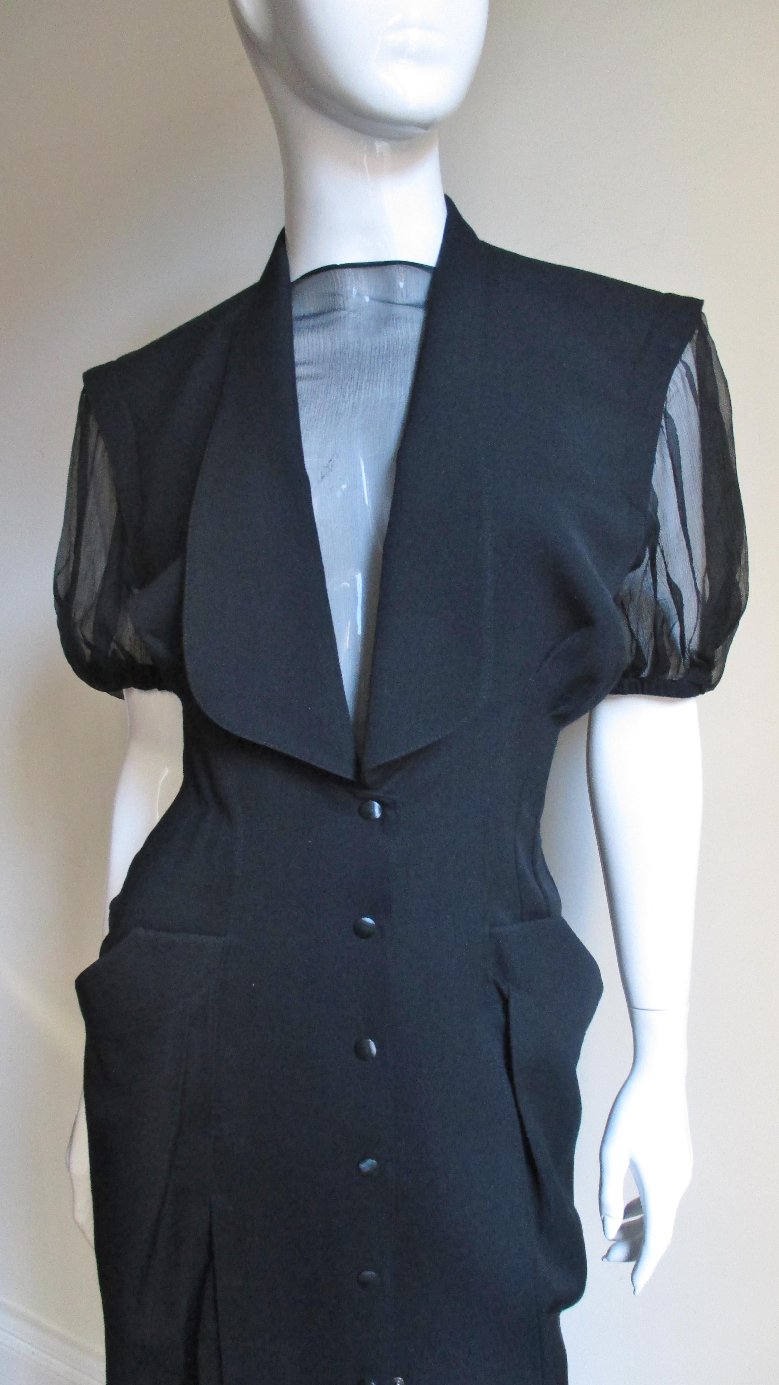 Women's 1980s Thierry Mugler Short Sleeves/Detachable Long Sleeves
