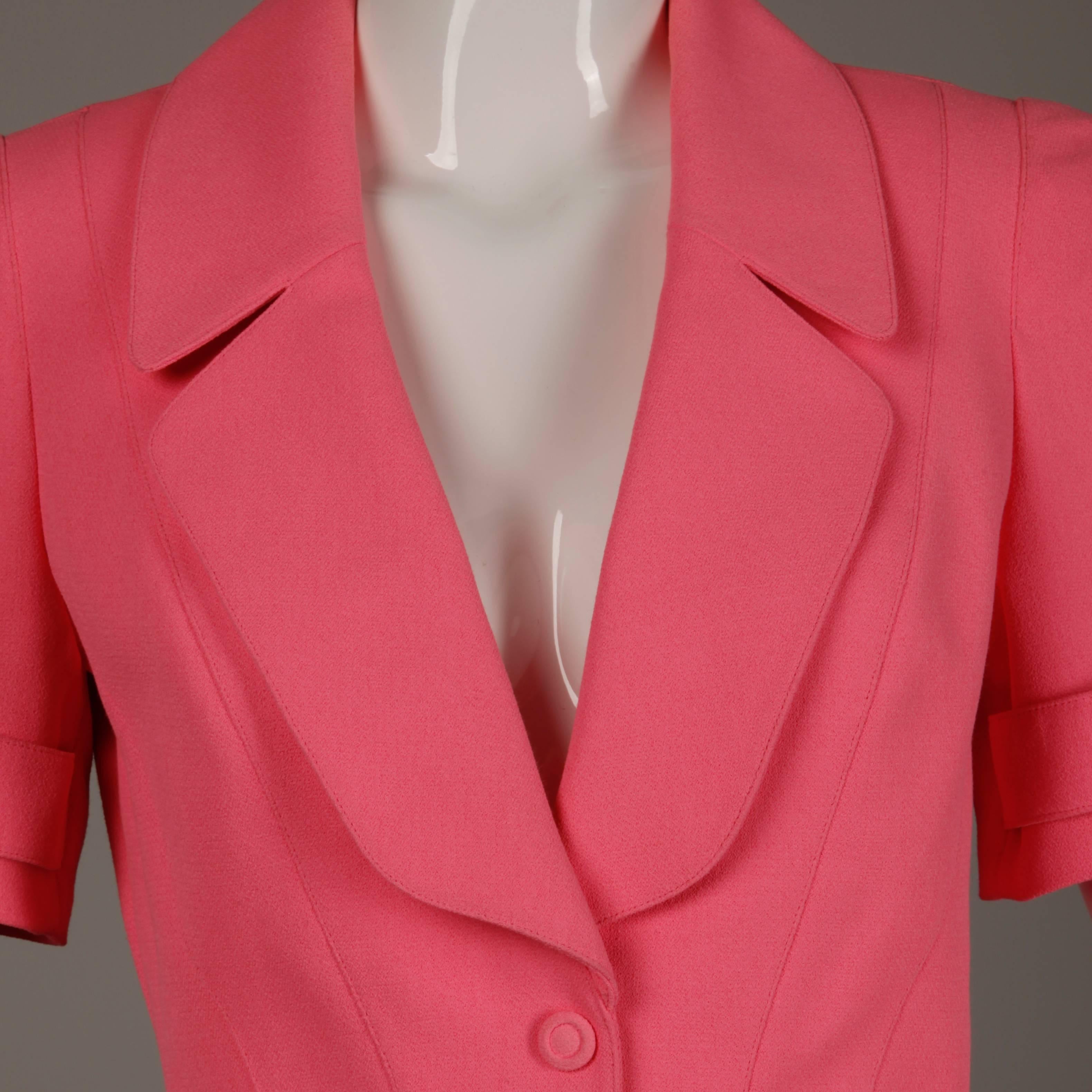 1980s Thierry Mugler Vintage Bubblegum Pink Jacket + Skirt Suit 2-Piece Ensemble In Excellent Condition In Sparks, NV
