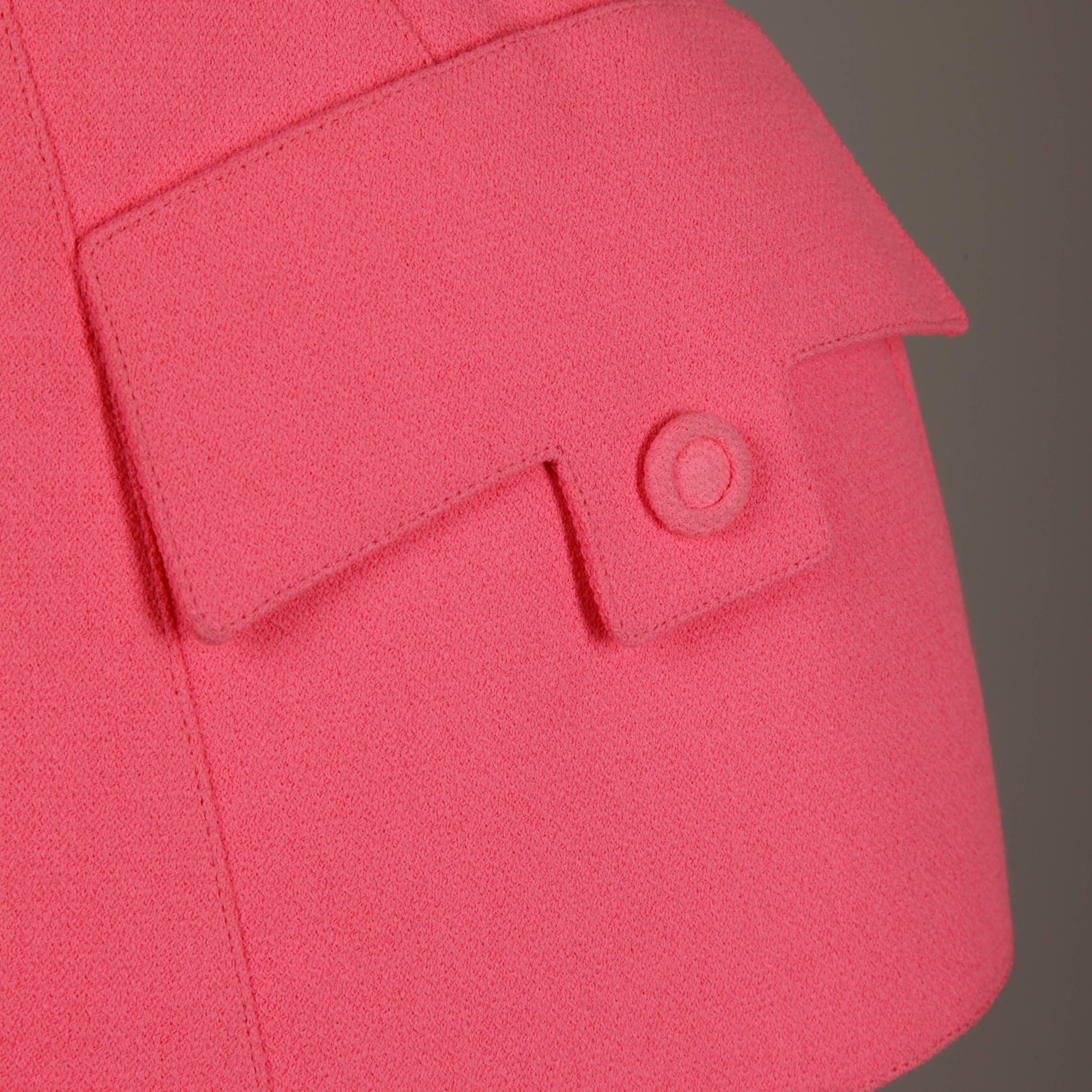 Women's 1980s Thierry Mugler Vintage Bubblegum Pink Jacket + Skirt Suit 2-Piece Ensemble