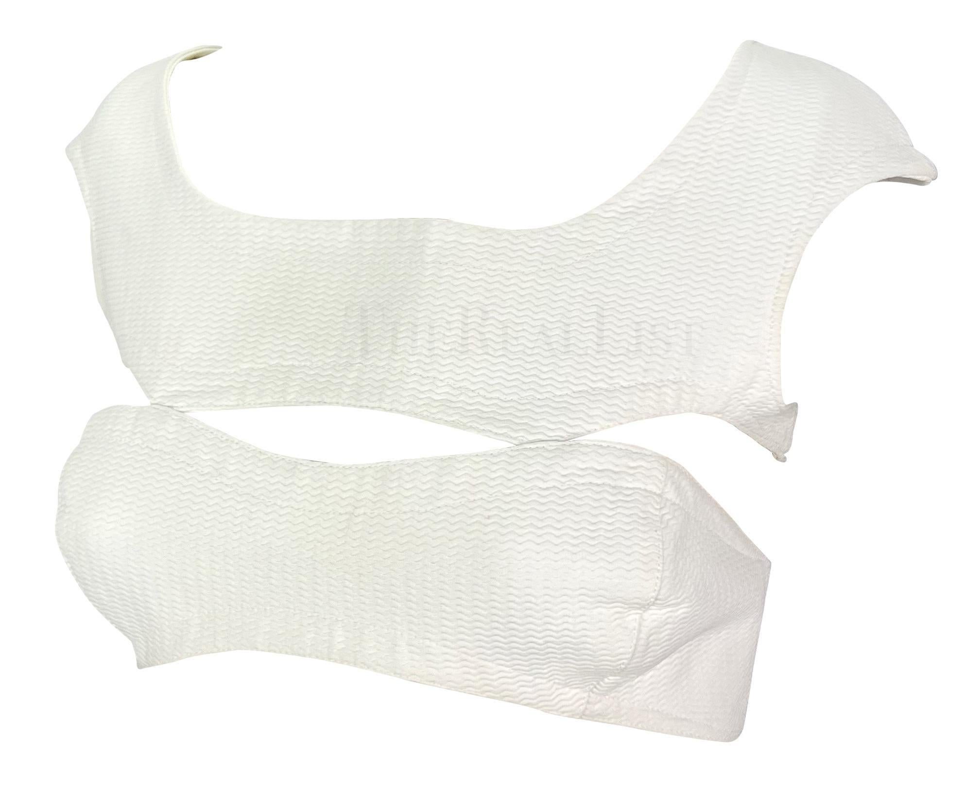 Thierry Mugler de los años 80 Top recortado texturizado blanco Gris en venta