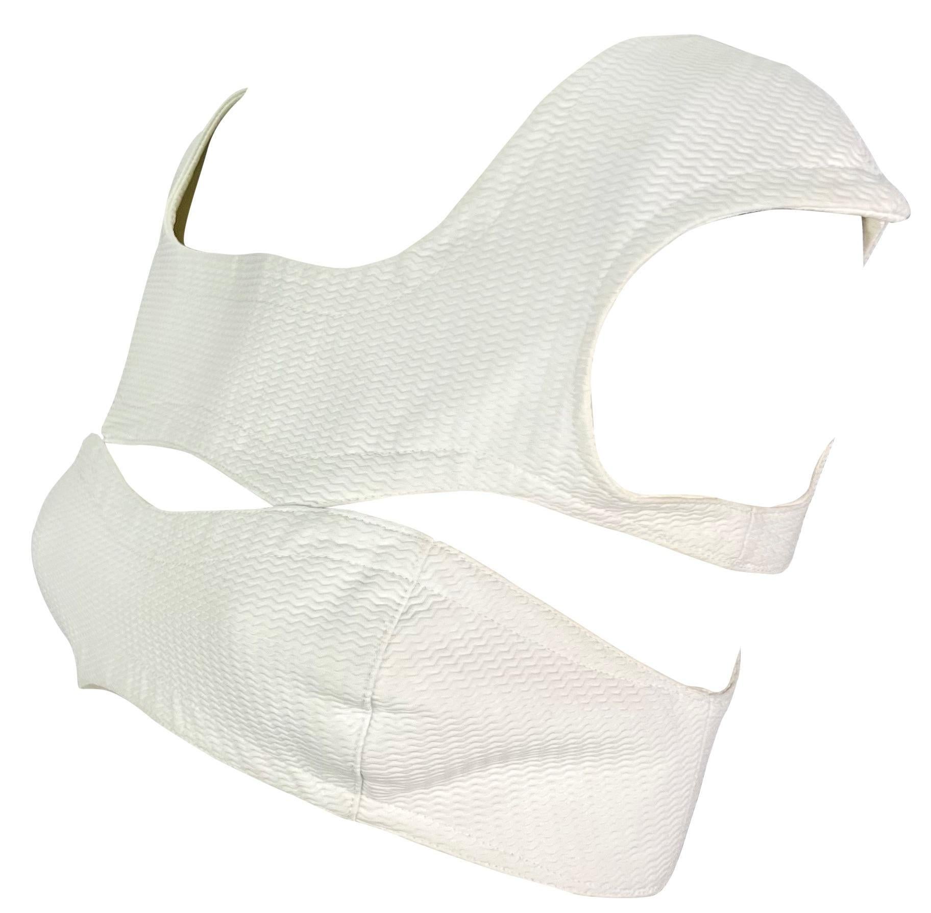 Thierry Mugler de los años 80 Top recortado texturizado blanco en Excelente estado para la venta en West Hollywood, CA