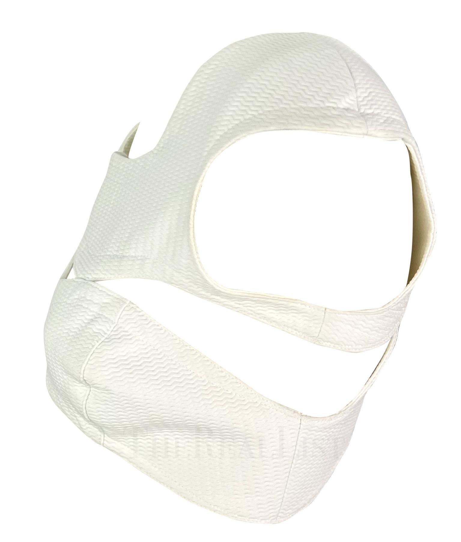 De las mujeres Thierry Mugler de los años 80 Top recortado texturizado blanco en venta