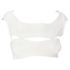 Vintage 1980s Thierry Mugler White Textured Cut Out Crop Top 