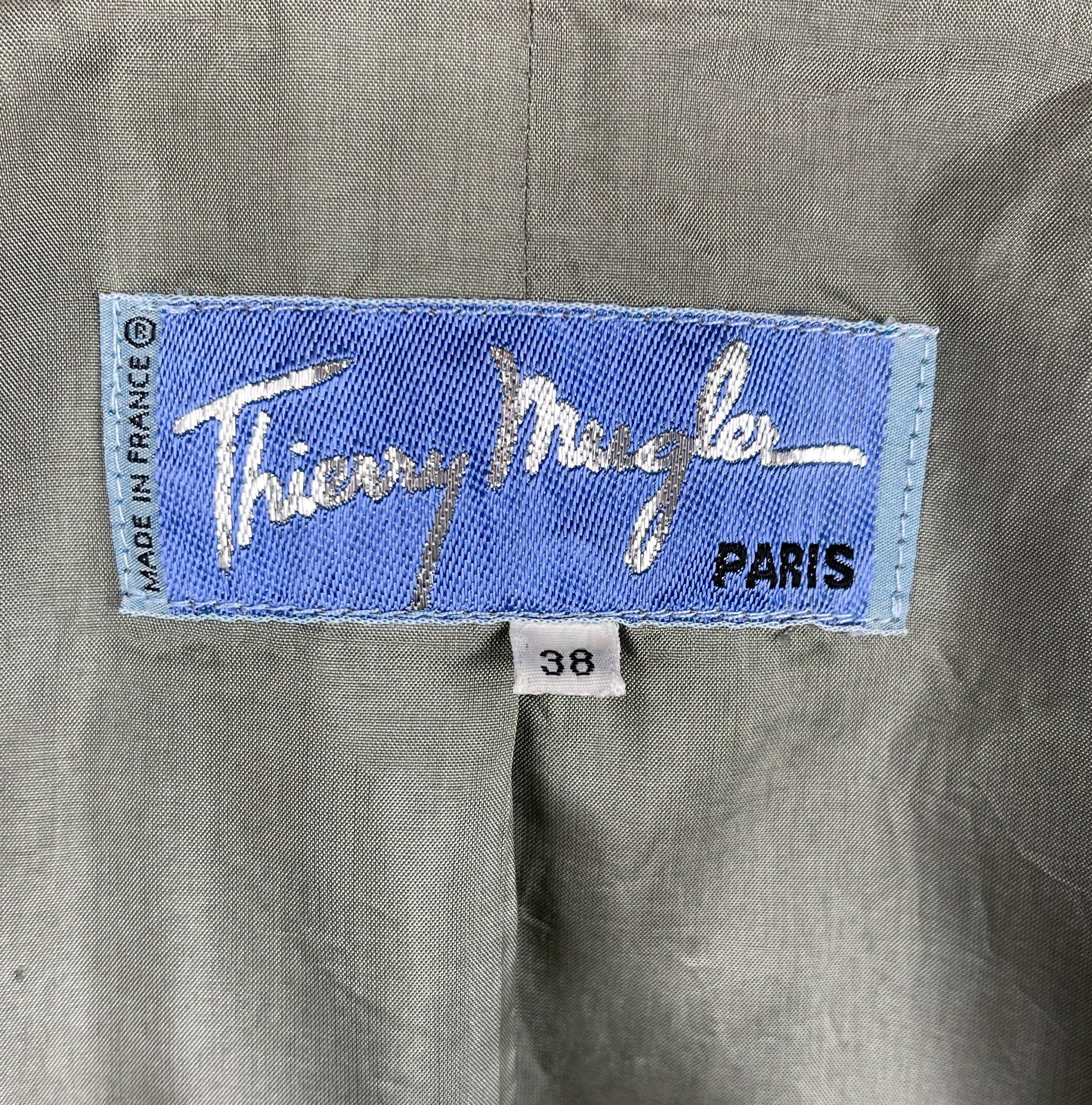 1980's Vintage Thierry Mugler Jacket Grey Worsted Wool  2