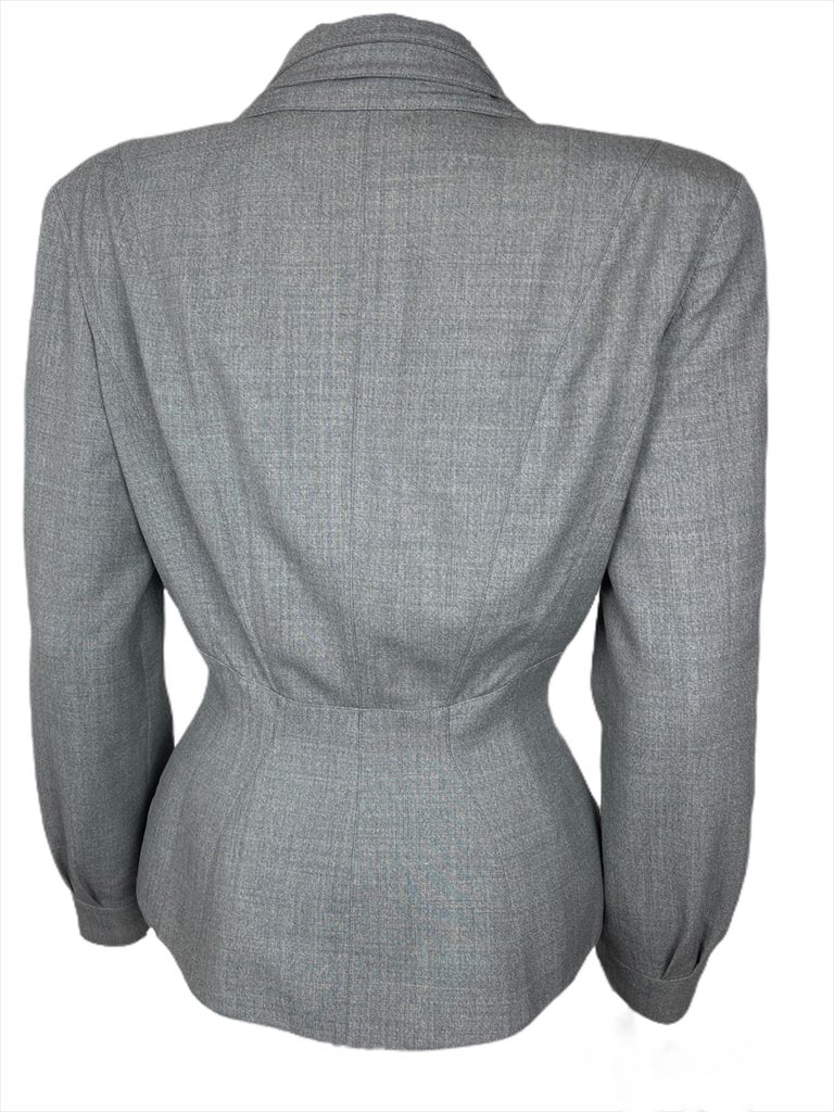 1980's Vintage Thierry Mugler Jacket Grey Worsted Wool at 1stDibs