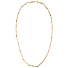 1980s Three Dimensional Box Link with Vertical Lines Design Chain Necklace