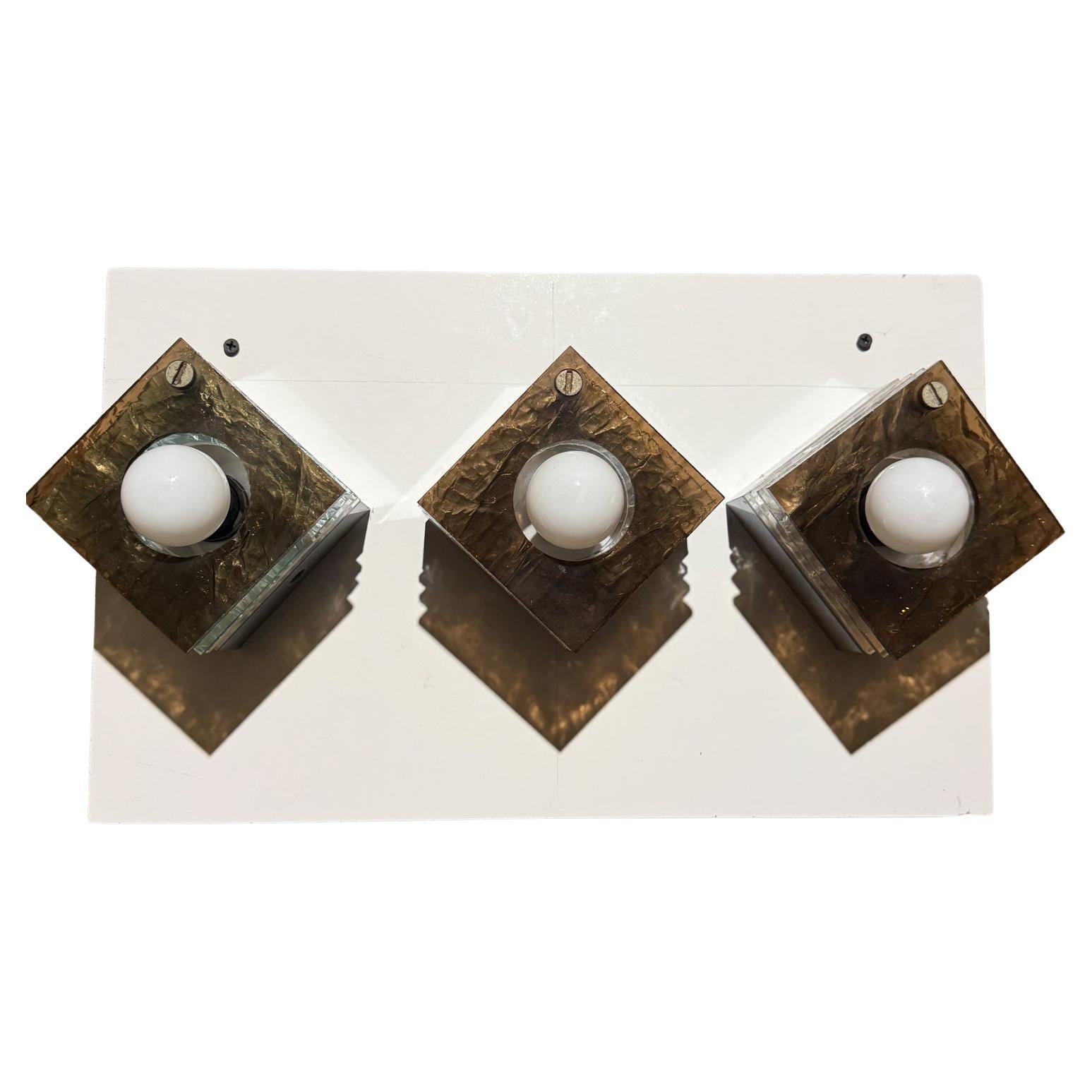 1980s Three Italian Sconces Stacked Plexiglass Style after Artemide Italy For Sale