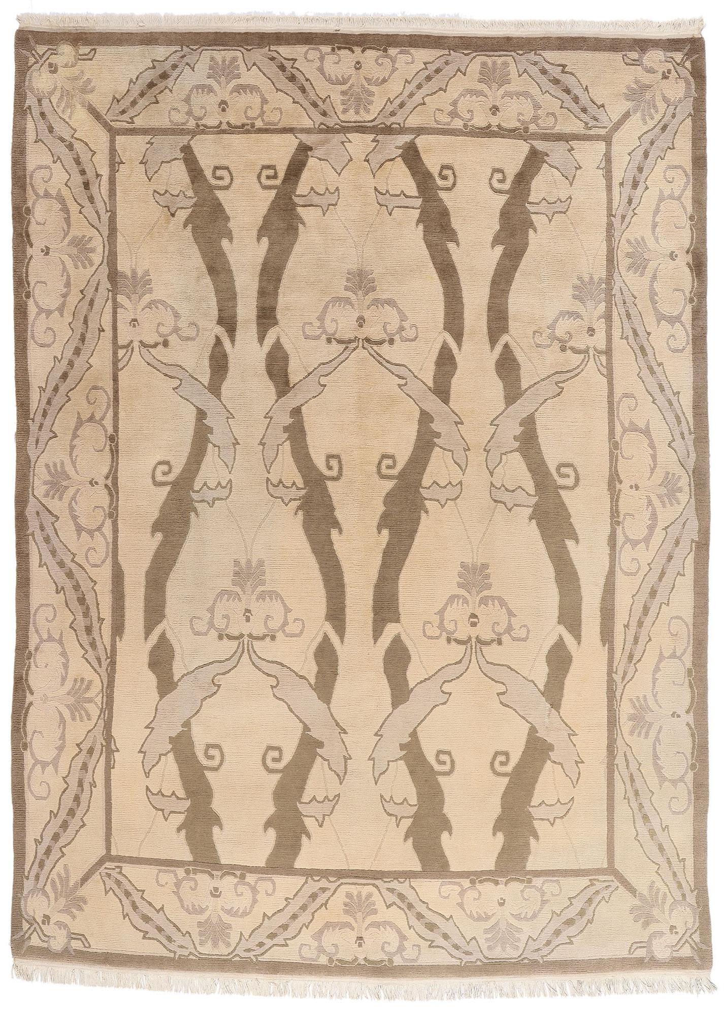 1980's Tibetan Arts & Crafts Style Rug Inspired by William Morris