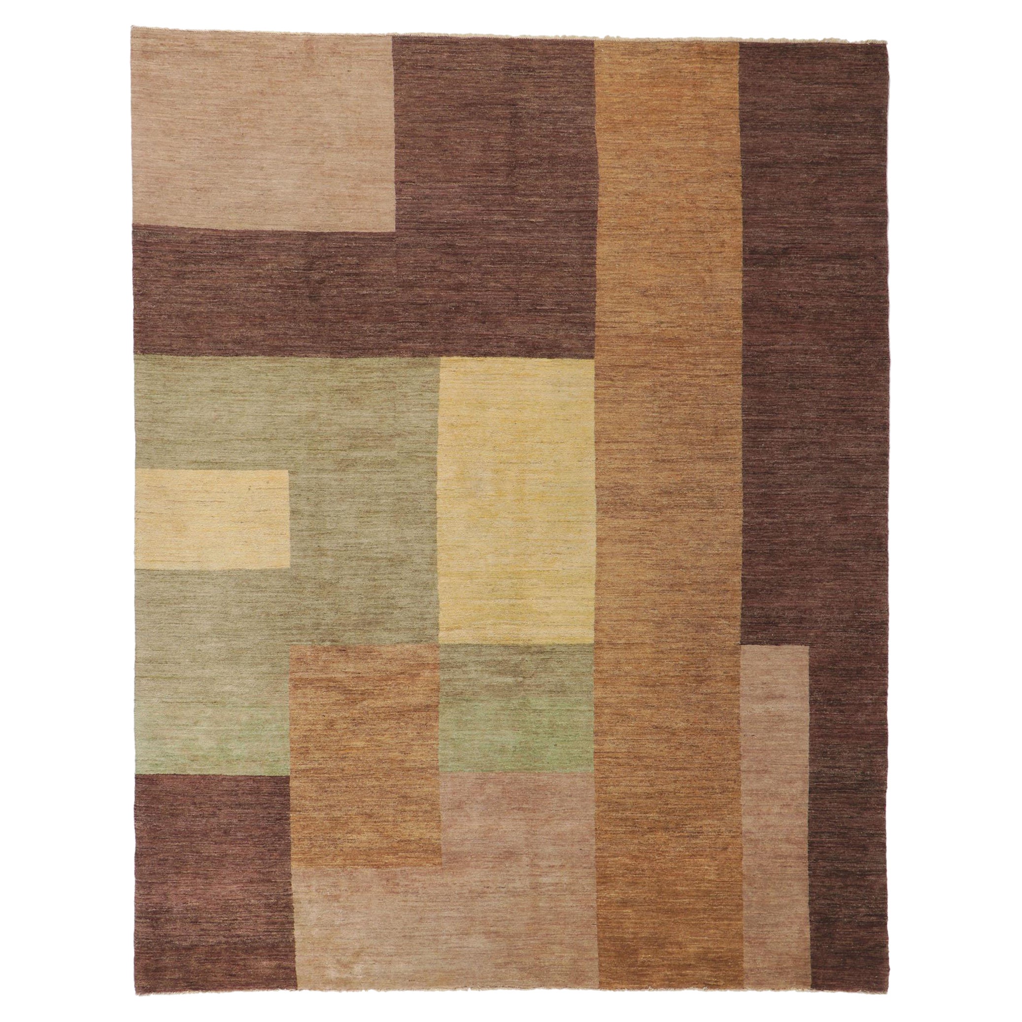 1980's Tibetan Odegard Carpet with Modern Cubist Bauhaus Style For Sale