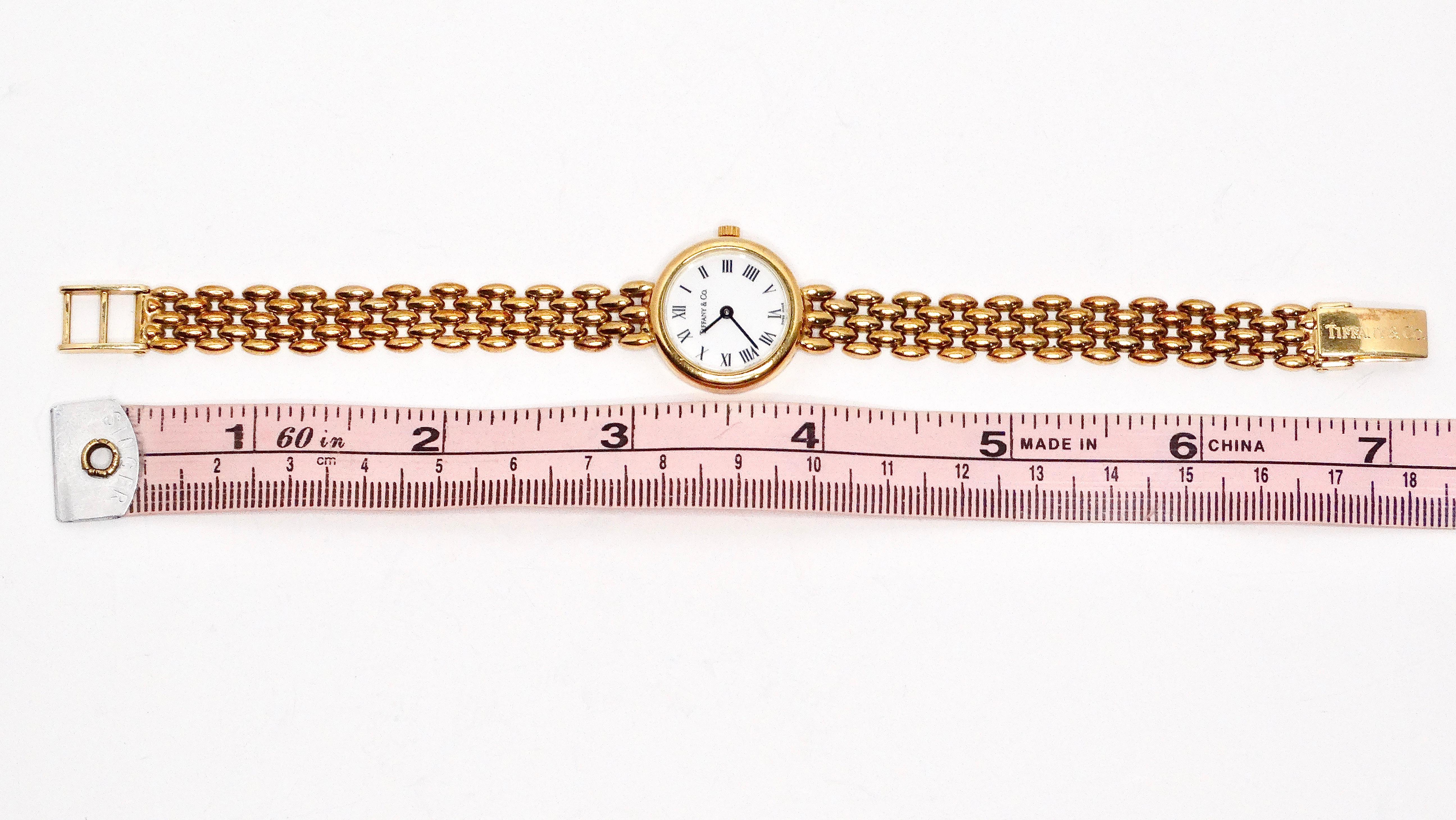 1980s Tiffany & Co. 14k Yellow Gold Round Face Classic Wristwatch 4