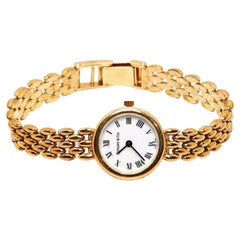 Vintage 1980s Tiffany & Co. 14k Yellow Gold Round Face Classic Wristwatch