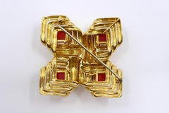 1980s Tiffany & Co. 18k Gold Coral Brooch