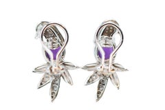 1980s Tiffany & Co. Amethyst, Diamond, 18 Karat White Gold Bird Earrings