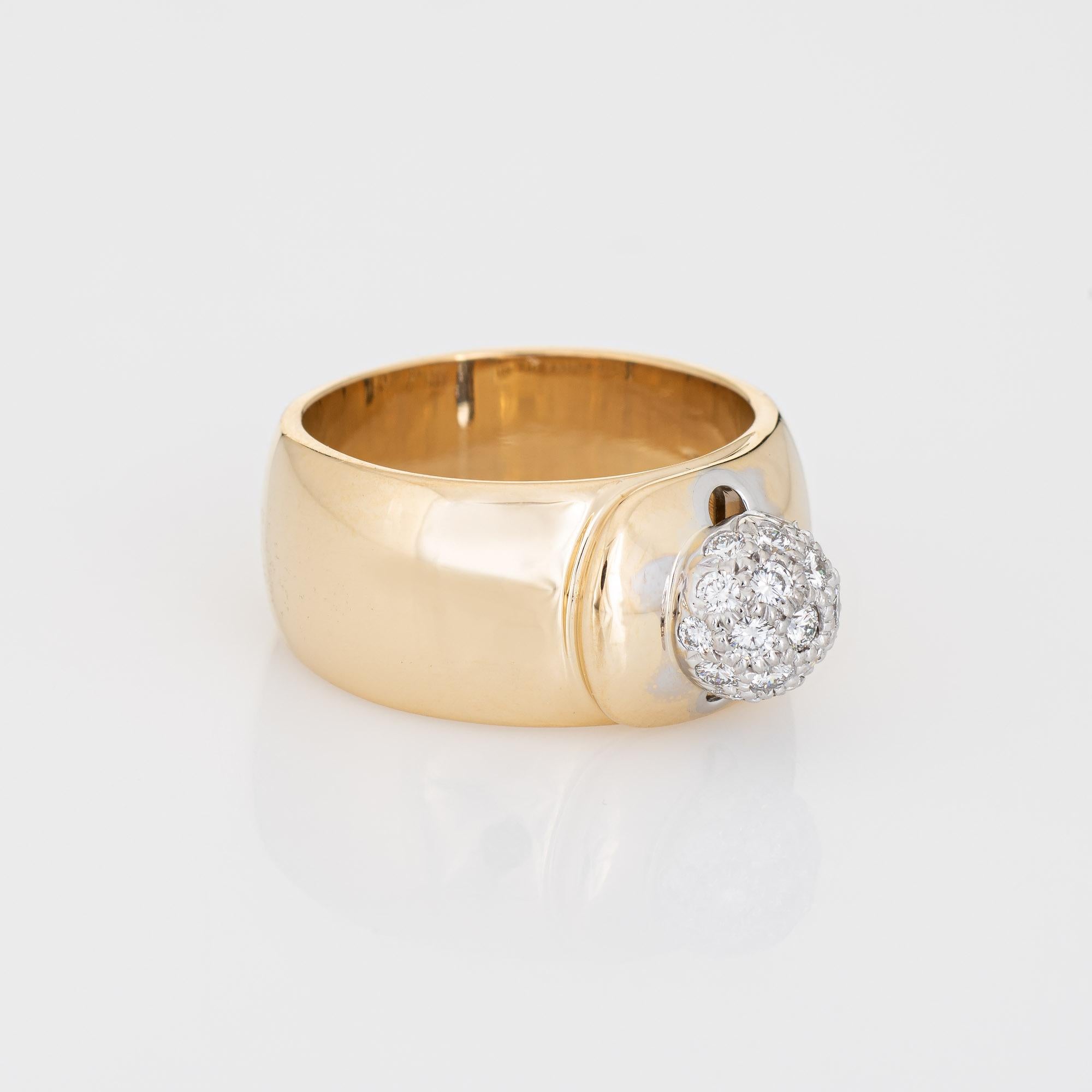 Moderne 1980 Tiffany & Co Diamond Ball Ring Picasso Vintage 18k Gold Wide Band 6.25 en vente