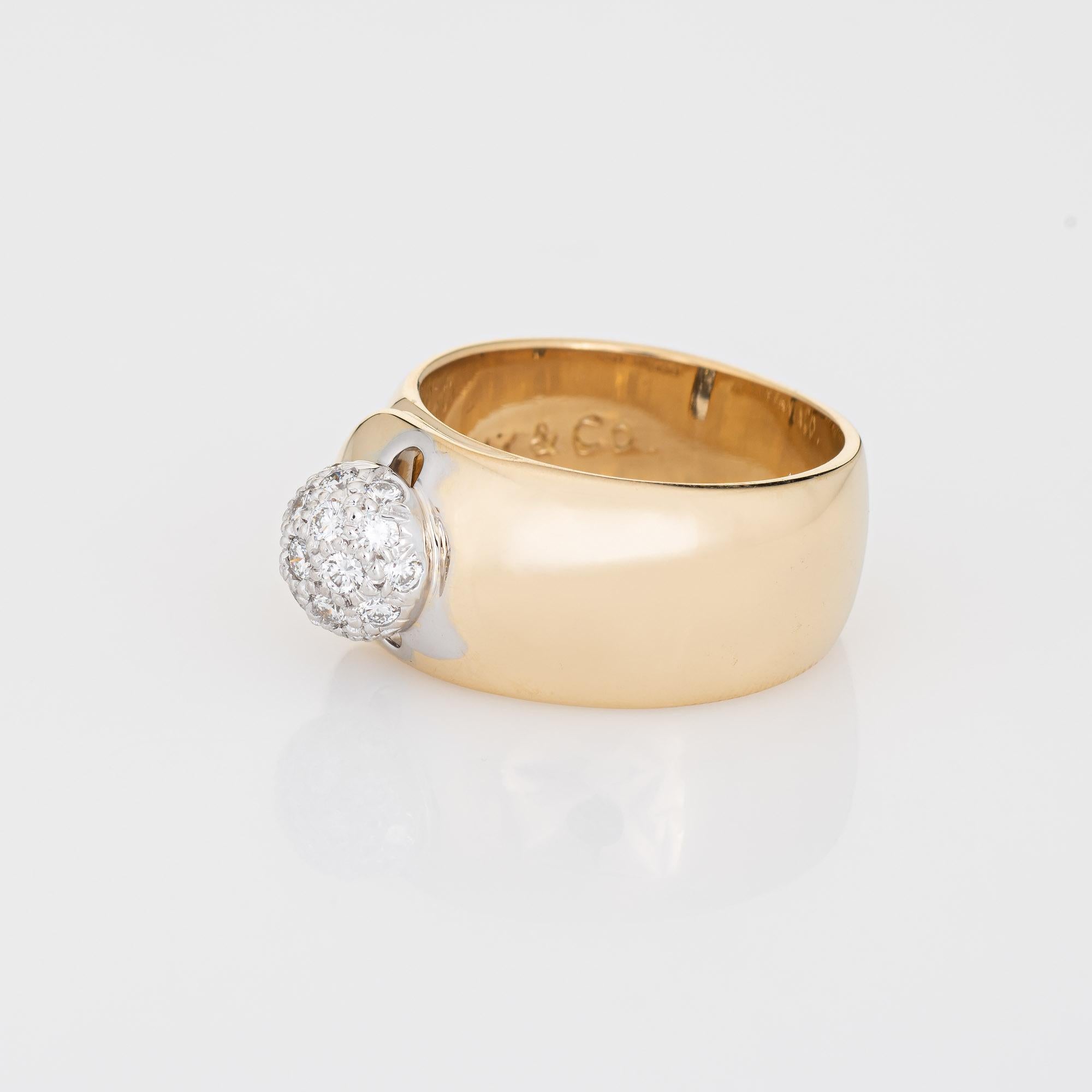 Taille ronde 1980 Tiffany & Co Diamond Ball Ring Picasso Vintage 18k Gold Wide Band 6.25 en vente