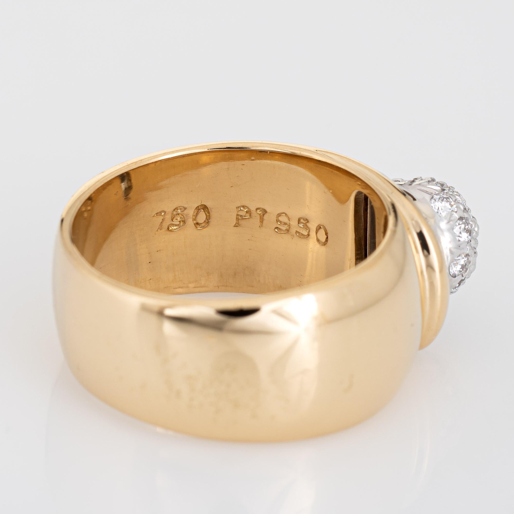 Round Cut 1980s Tiffany & Co Diamond Ball Ring Picasso Vintage 18k Gold Wide Band 6.25 For Sale
