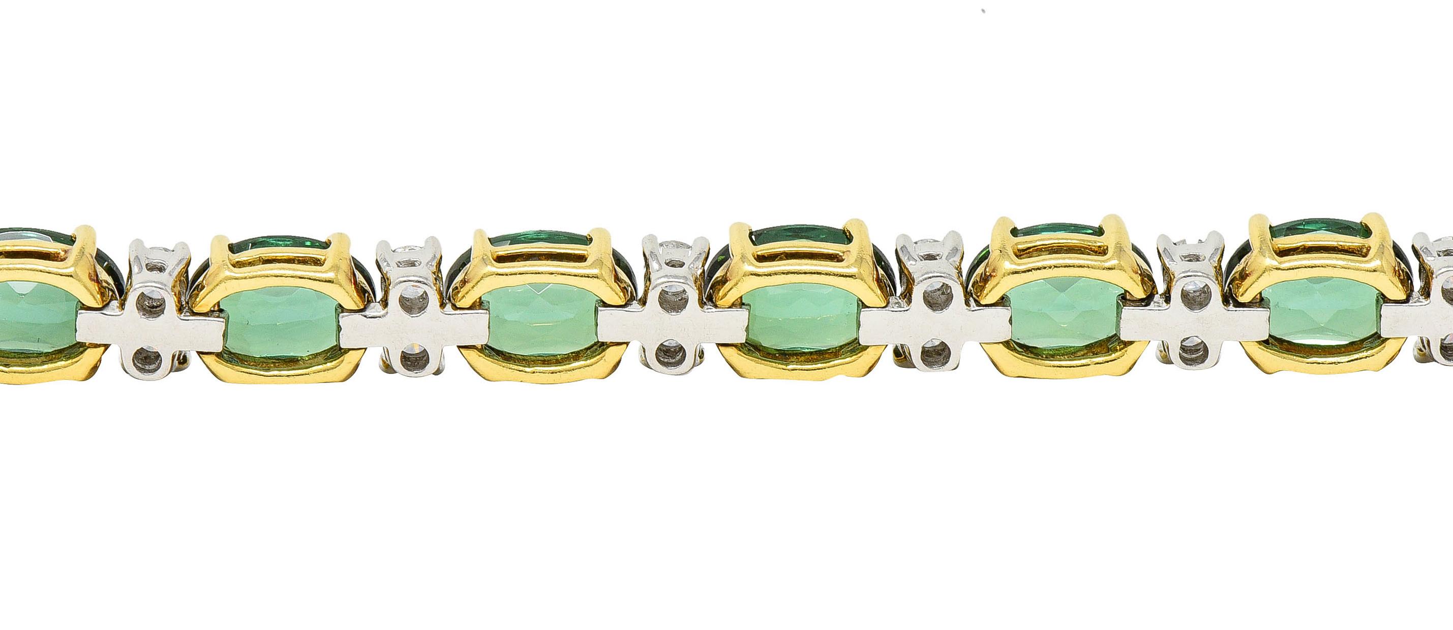 1980's Tiffany & Co. Diamond Tourmaline Platinum 18 Karat Gold Tennis Bracelet 3