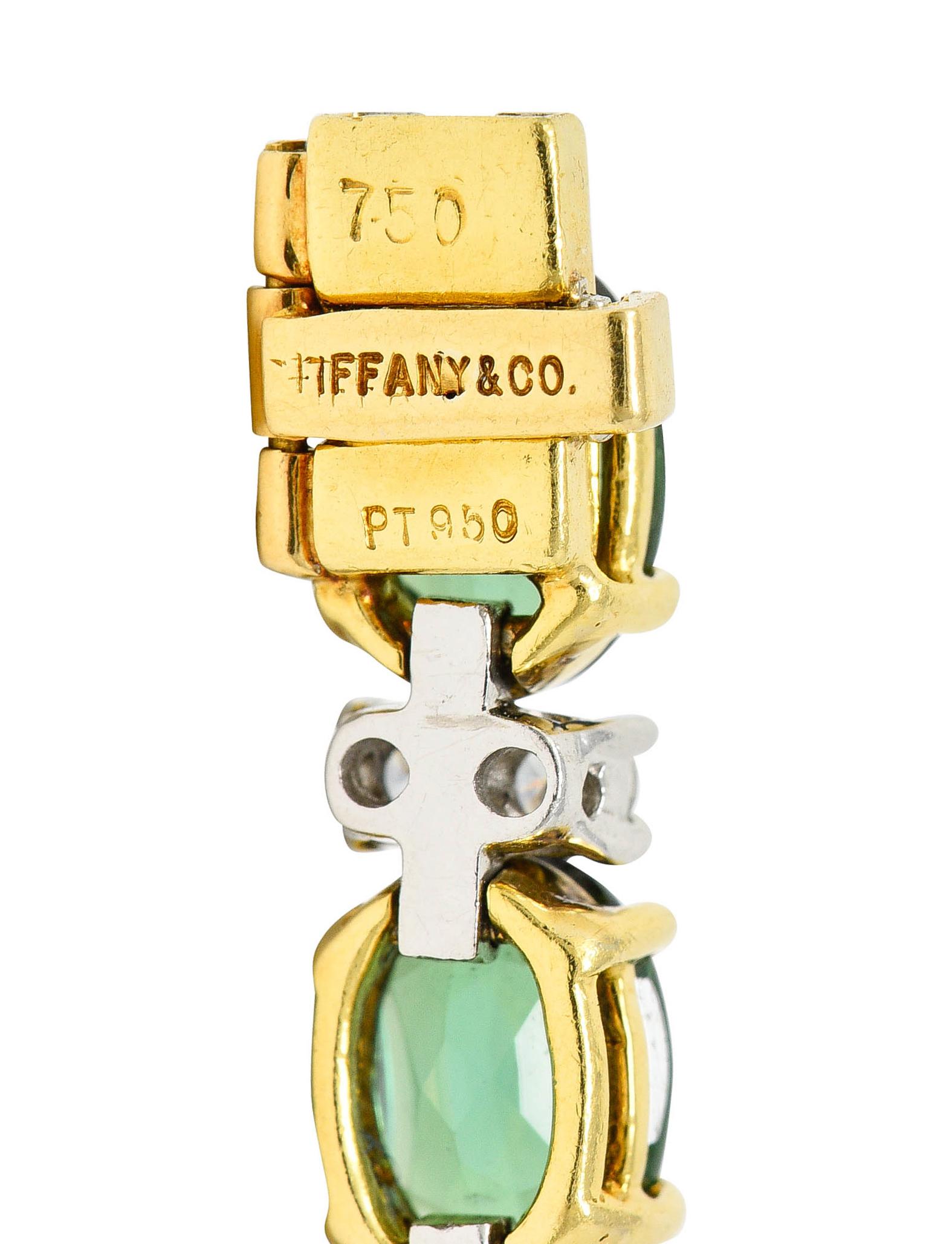 1980's Tiffany & Co. Diamond Tourmaline Platinum 18 Karat Gold Tennis Bracelet 2