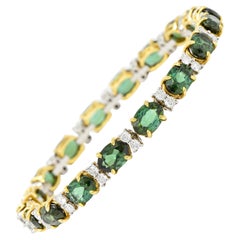 1980's Tiffany & Co. Diamond Tourmaline Platinum 18 Karat Gold Tennis Bracelet