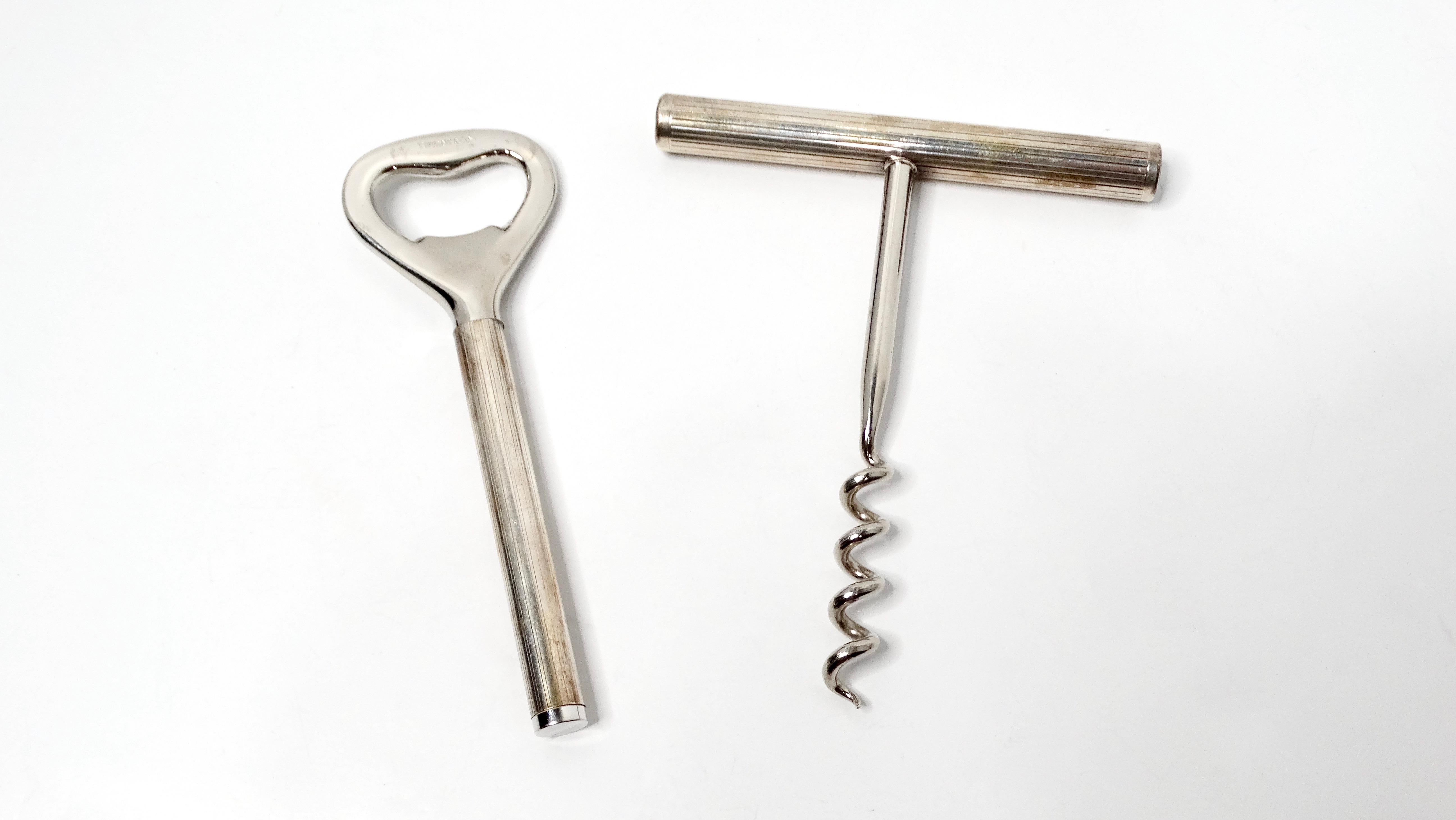 This exquisite 1980s Tiffany & Co. rare 925 silver wine and bottle opener set exudes timeless elegance, making it a perfect addition to any luxury collection. Crafted from high-quality sterling silver, this set not only serves a practical purpose