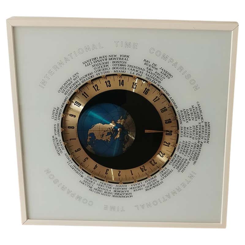 World Map Clock For Sale at 1stDibs | national geographic map clock ...