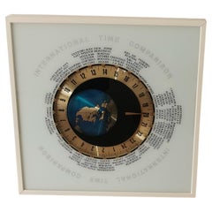 Antique 1980s "Time Comparison" World Clock  Unique 24Hour International Time Wall Clock