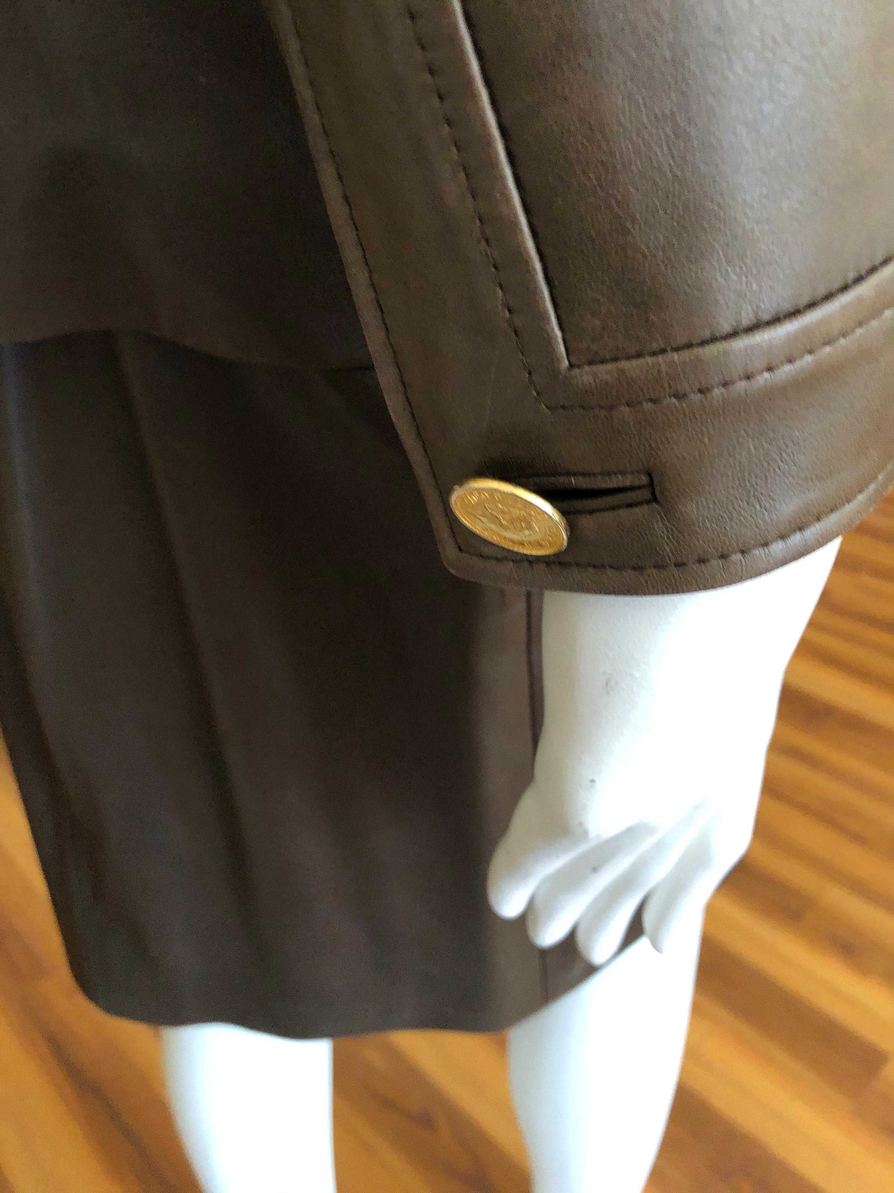 1980s Tobacco Leather Chanel Suit (42) 2