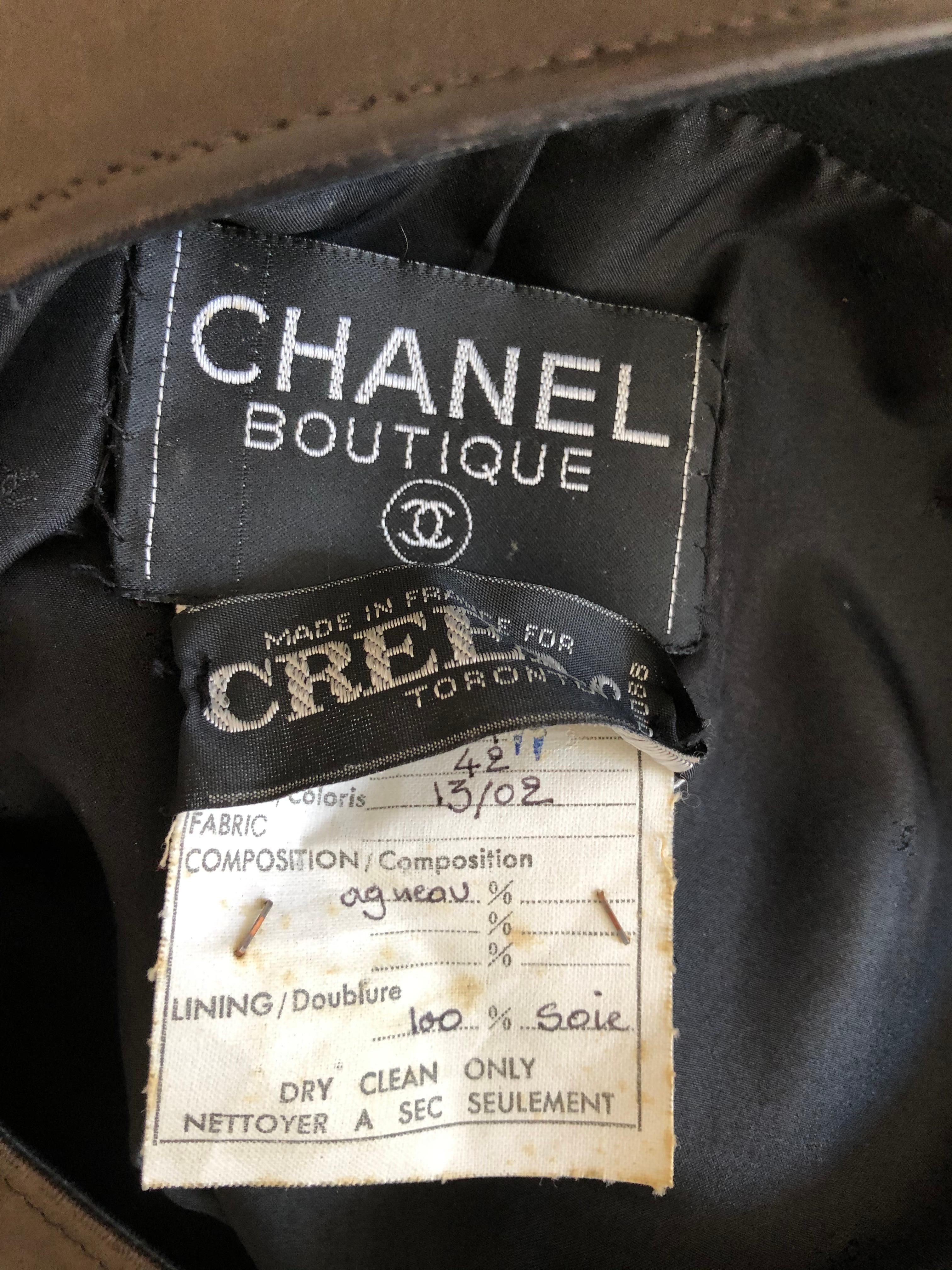 1980s Tobacco Leather Chanel Suit (42) 3