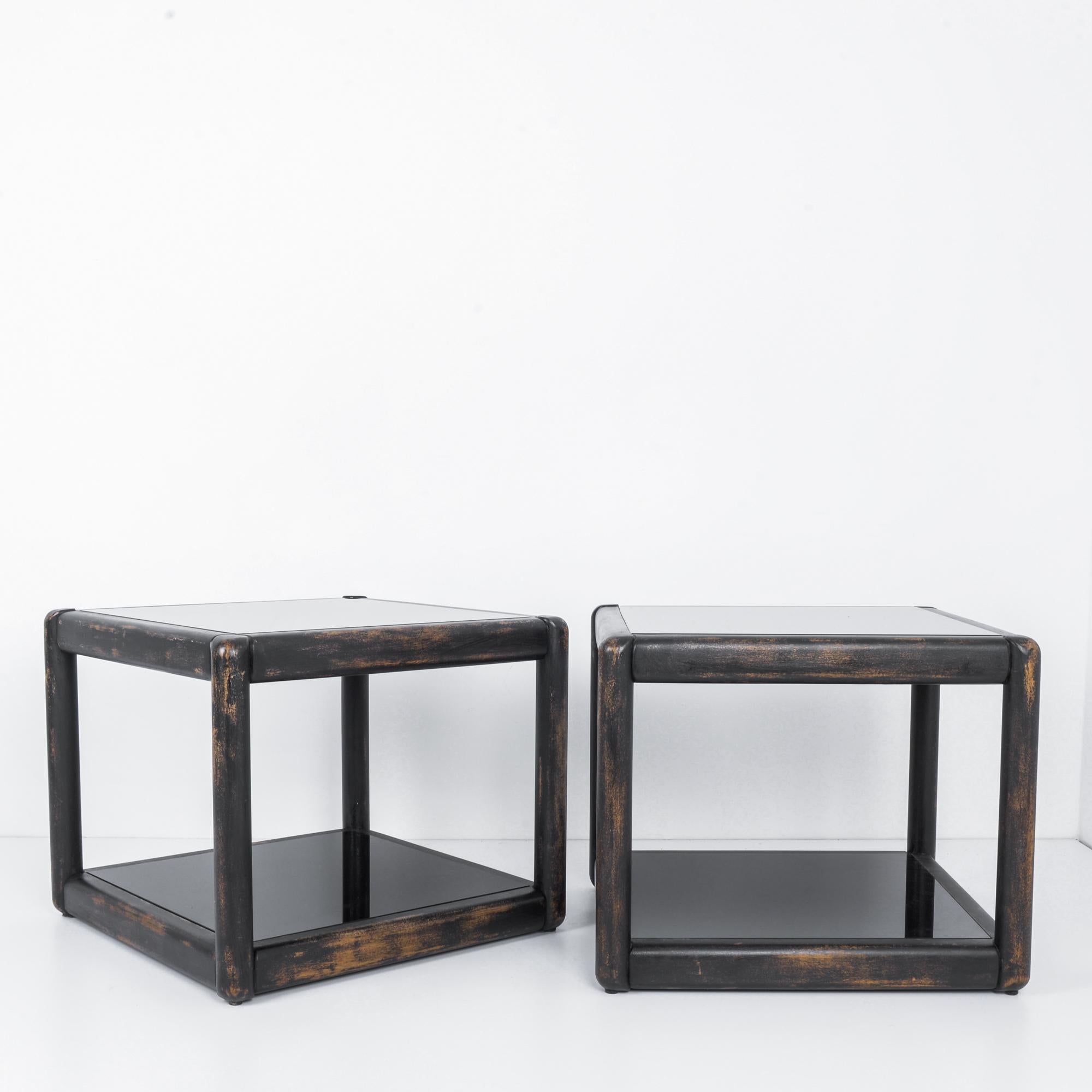 1980s TON Black Wood and Glass Side Table 9