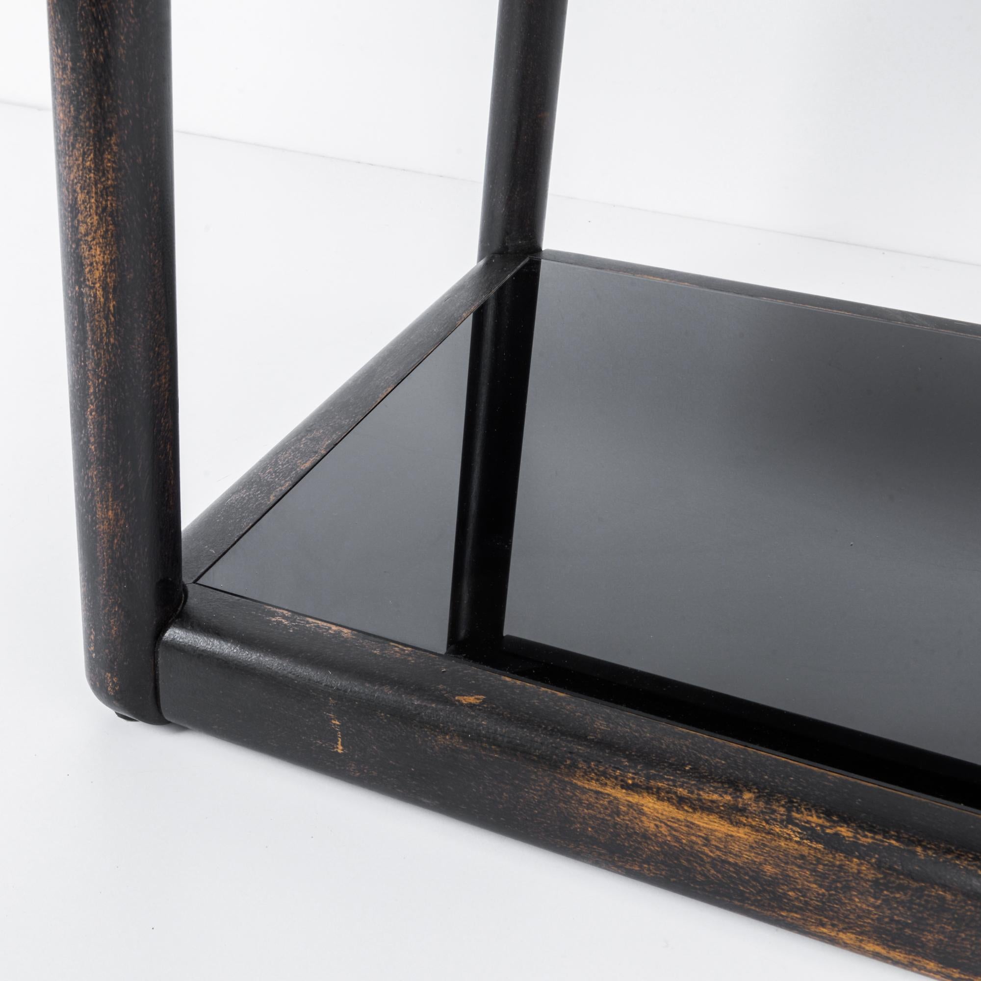 1980s TON Black Wood and Glass Side Table 2