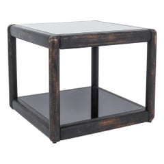 1980s TON Black Wood and Glass Side Table