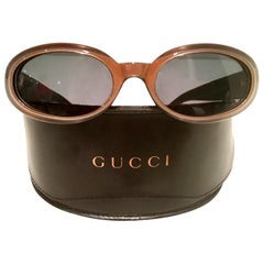 1980'S Tortoise Gold Gucci Logo Sunglasses & Case-Italy