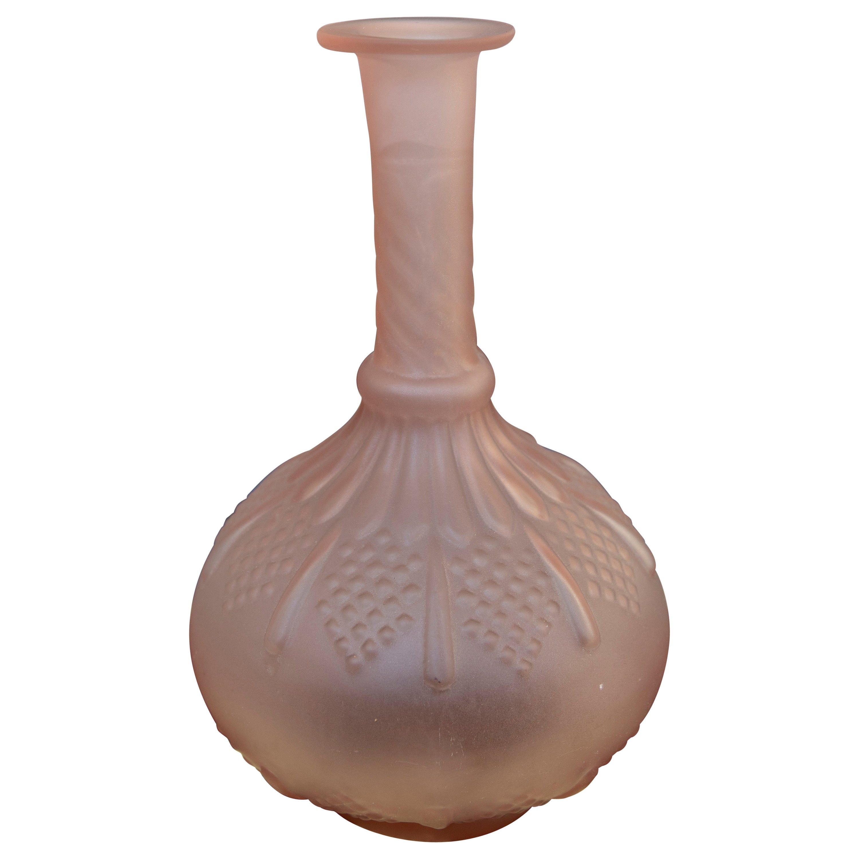 1980s Translucent Rose-Coloured Glass Bottle