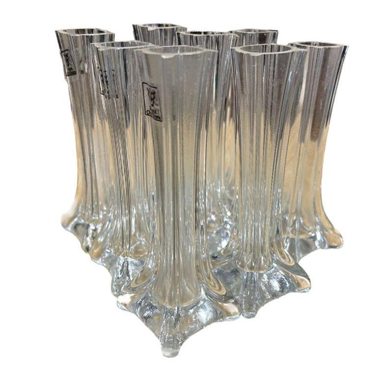 Vaso a bocciolo di vetro artistico trasparente degli anni '80 di Royal Art Glass, set di 10 pezzi in vendita 3