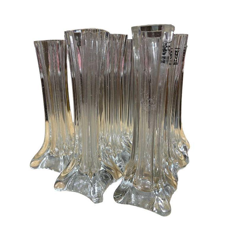 Vaso a bocciolo di vetro artistico trasparente degli anni '80 di Royal Art Glass, set di 10 pezzi in vendita 4