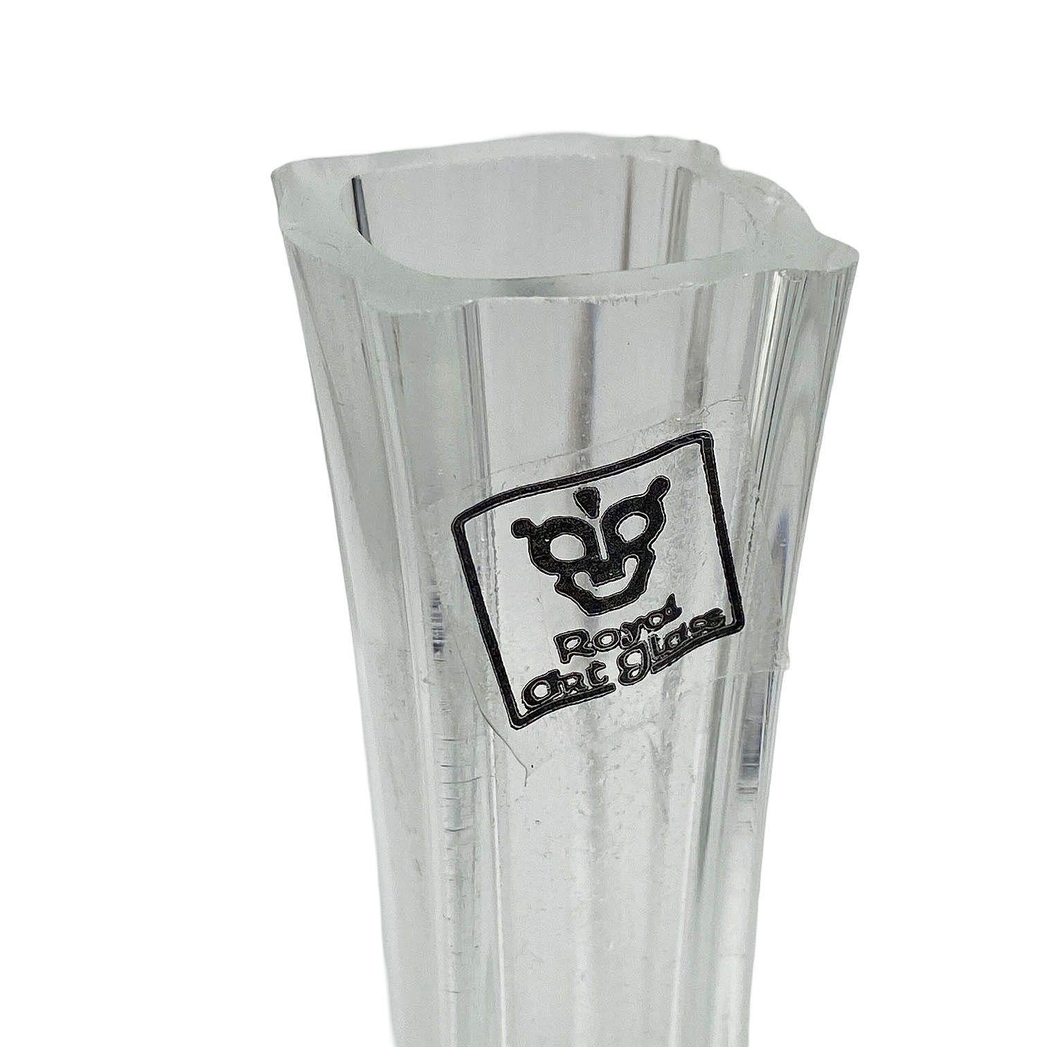 Americano Vaso a bocciolo di vetro artistico trasparente degli anni '80 di Royal Art Glass, set di 10 pezzi in vendita