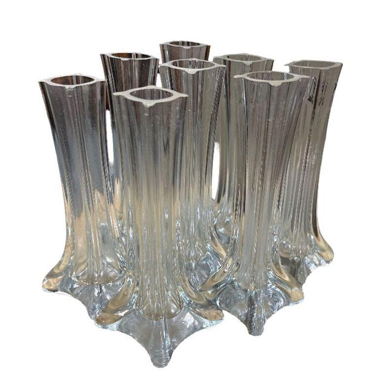 Vetro Vaso a bocciolo di vetro artistico trasparente degli anni '80 di Royal Art Glass, set di 10 pezzi in vendita