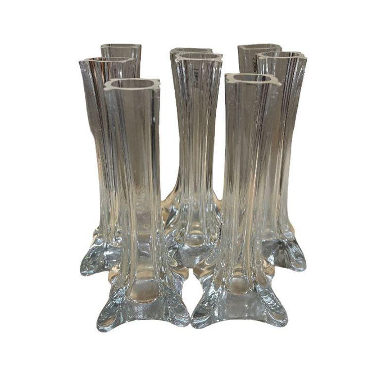 Vaso a bocciolo di vetro artistico trasparente degli anni '80 di Royal Art Glass, set di 10 pezzi in vendita 1
