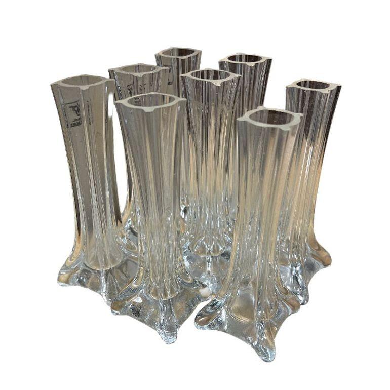 Vaso a bocciolo di vetro artistico trasparente degli anni '80 di Royal Art Glass, set di 10 pezzi in vendita 2