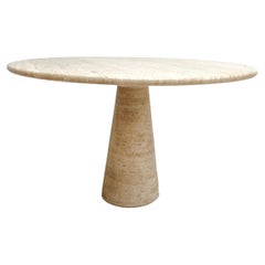 1980's Travertine Dining Table by Angelo Mangiarotti