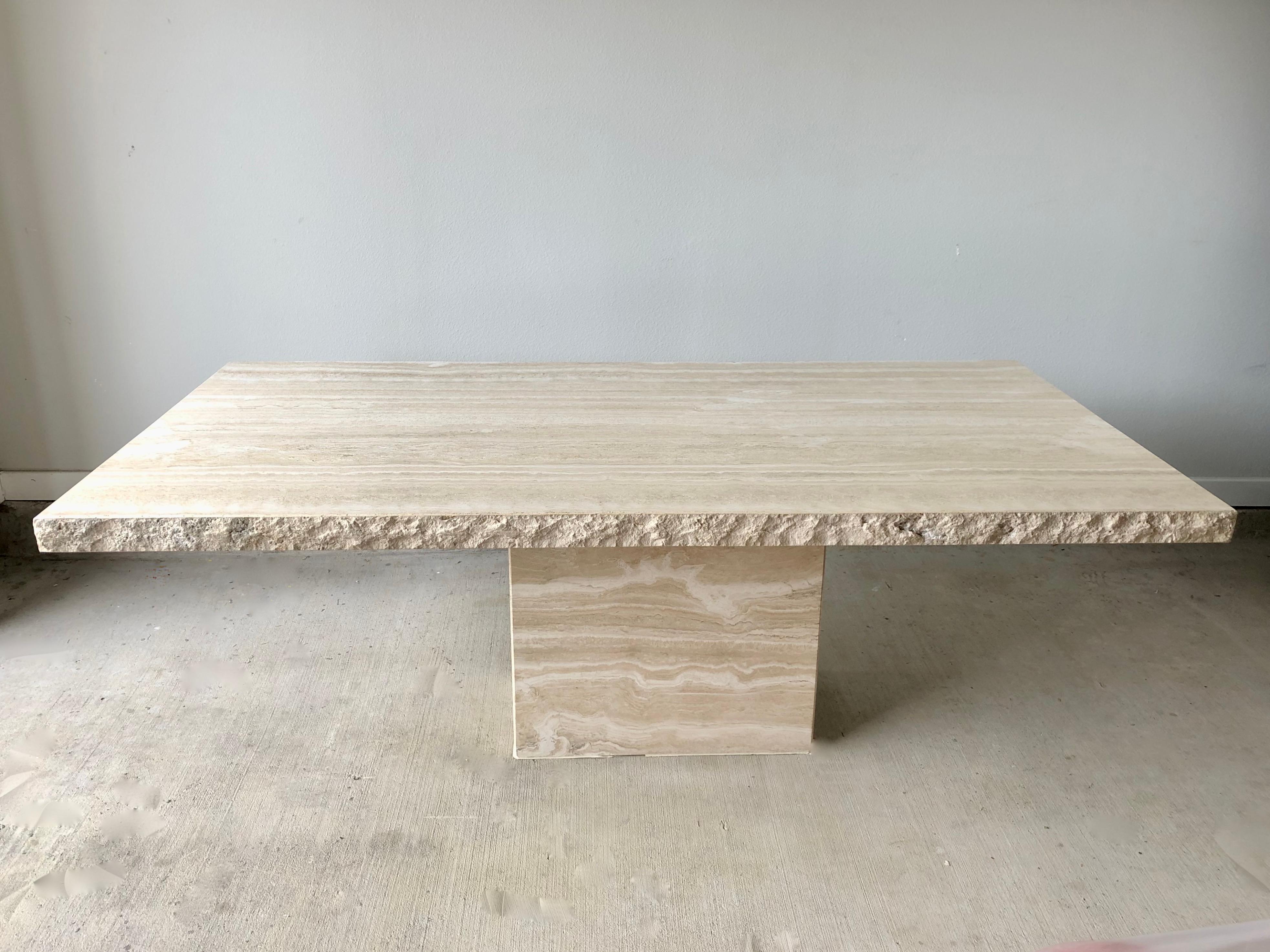 Modern 1980s Travertine Dining Table