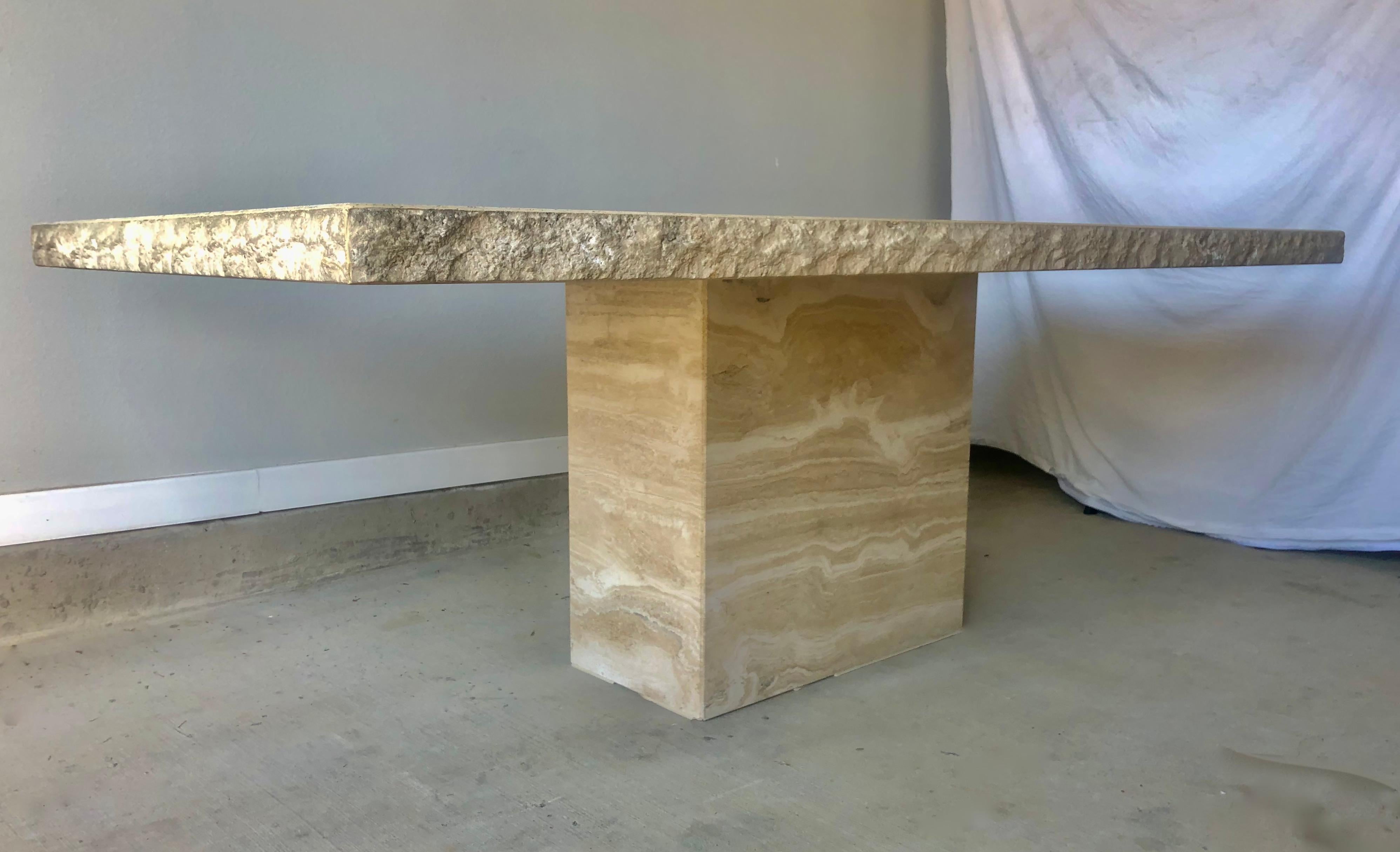 1980s Travertine Dining Table 1