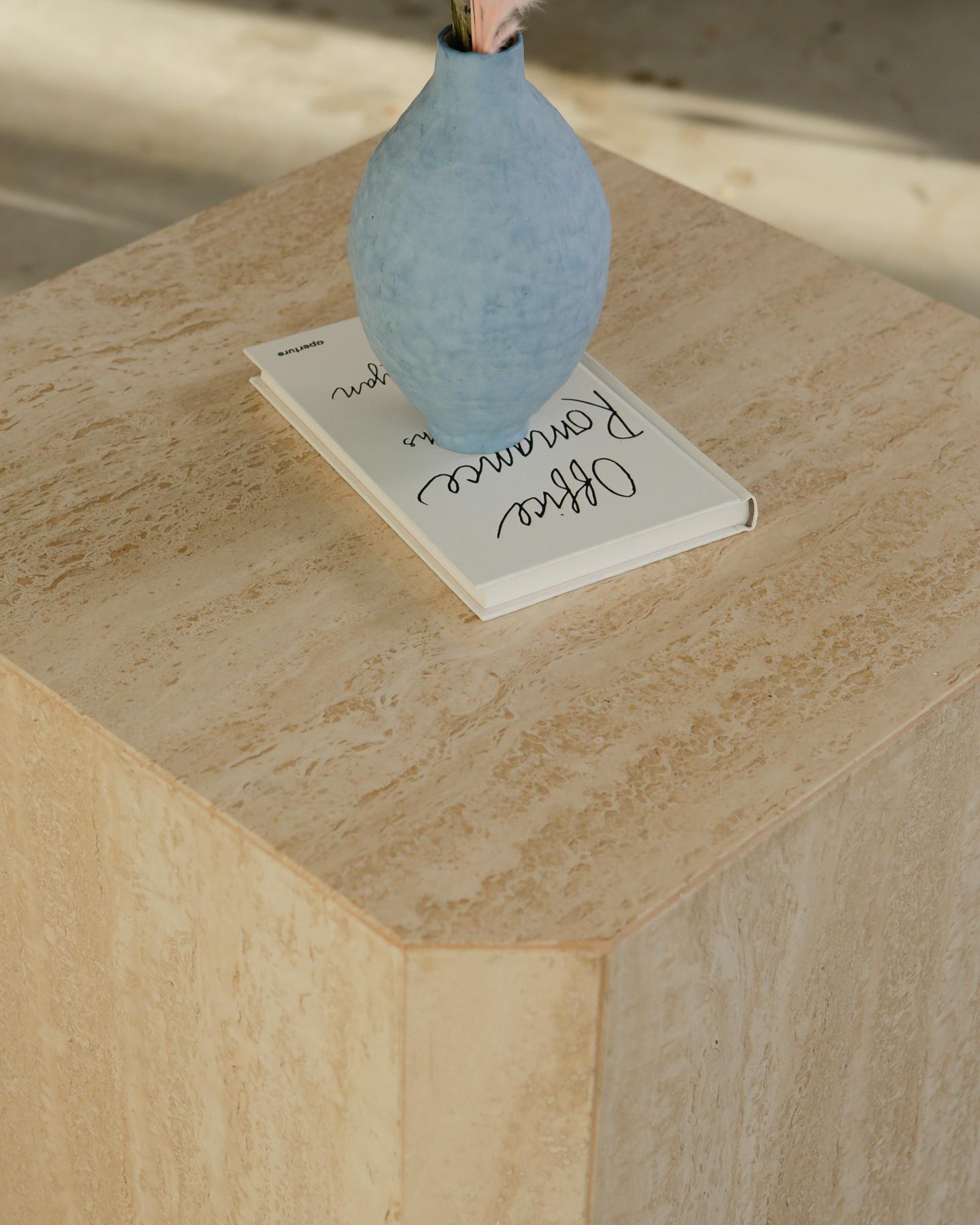 1980s Travertine Octagonal Cube Table 9