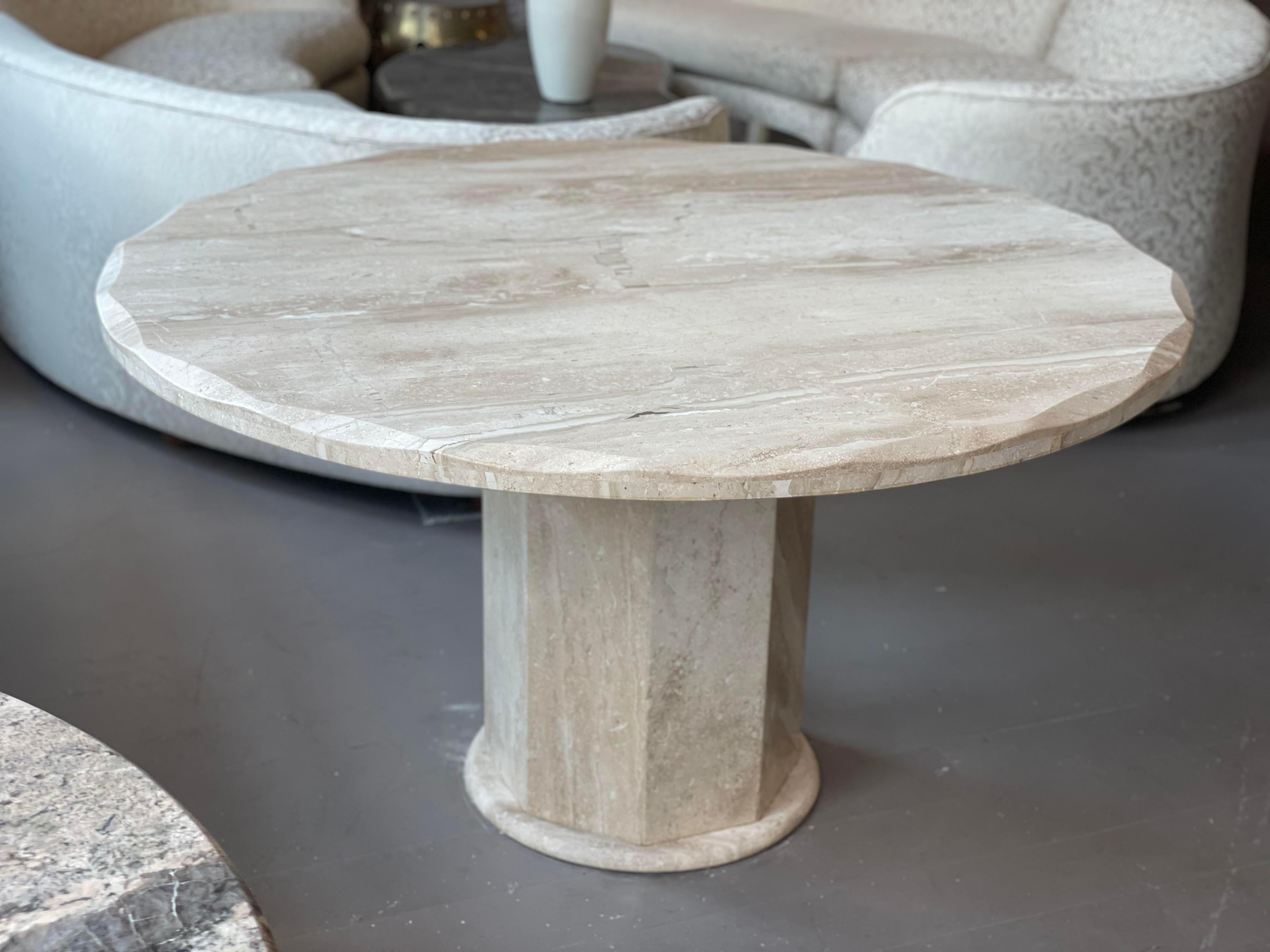 1980s Travertine Scalloped Edge Postmodern Dining Table For Sale 5