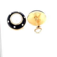 1980er Trianon Mabe Perle, Onyx & Diamant 14K Gelbgold Statement-Ohrringe