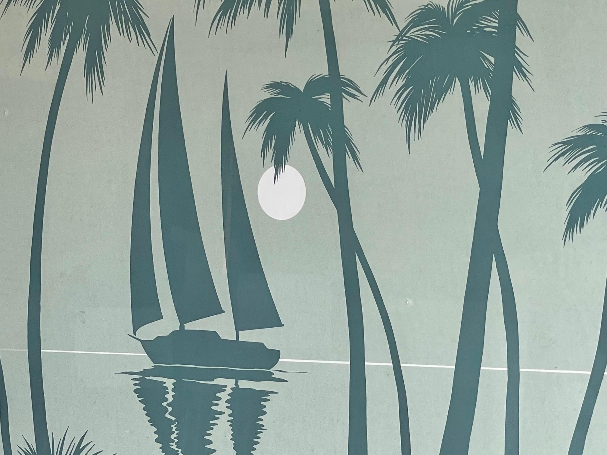 Impression encadrée d'une scène de palmier tropicale des années 1980 Bon état - En vente à Jacksonville, FL