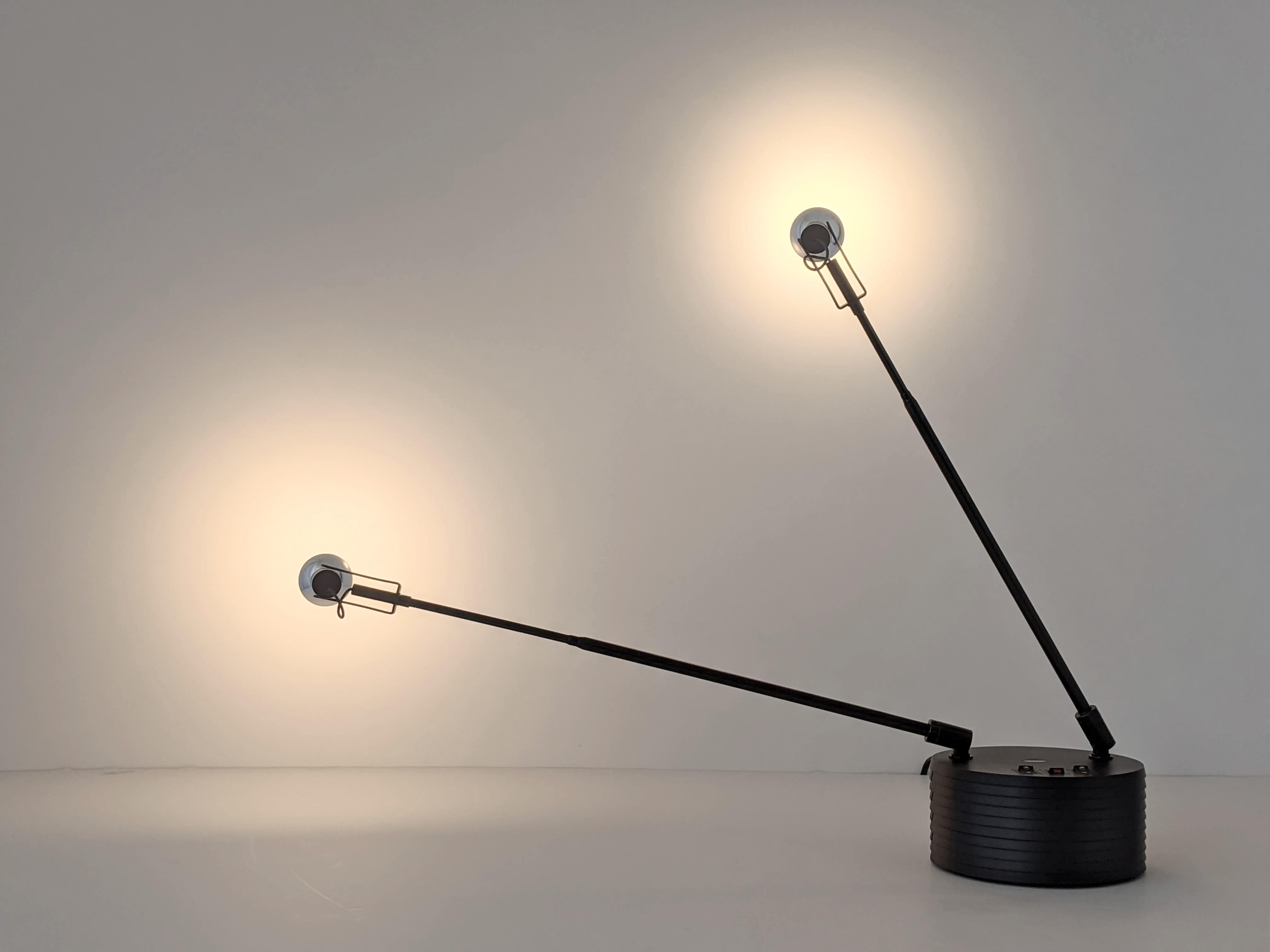 1980s Twin Heads Telescopic Halogen 'Sciopticon' Table Lamp from Luxo , Italy 8