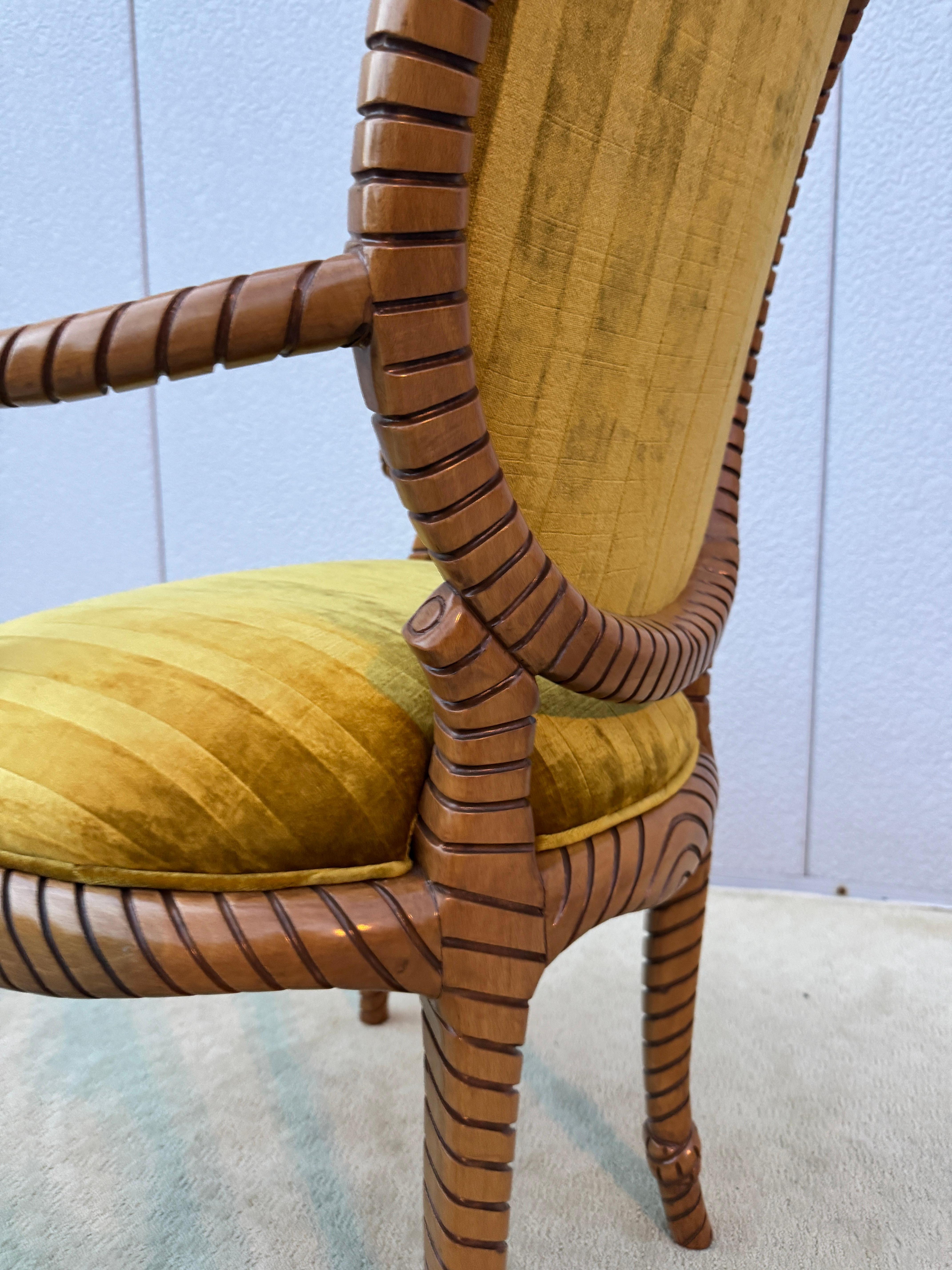Sillas De Comedor De Madera De Cuerda Retorcida De Los Años 80 10 De España En Tela De Terciopelo Italiano en venta 6